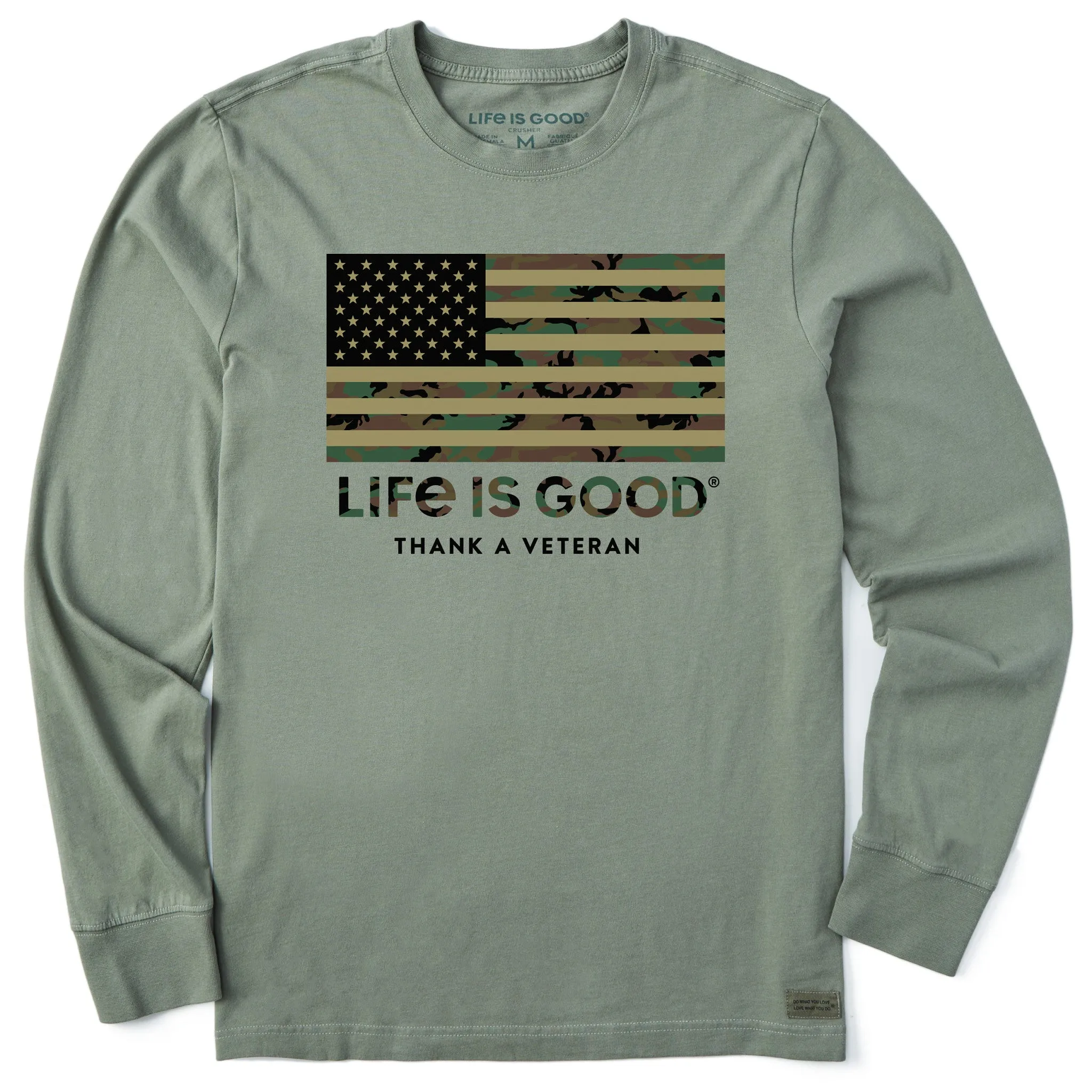 Moisture Control Fabric Comfortable Piece Men's Thank a Veteran Long Sleeve Crusher Tee