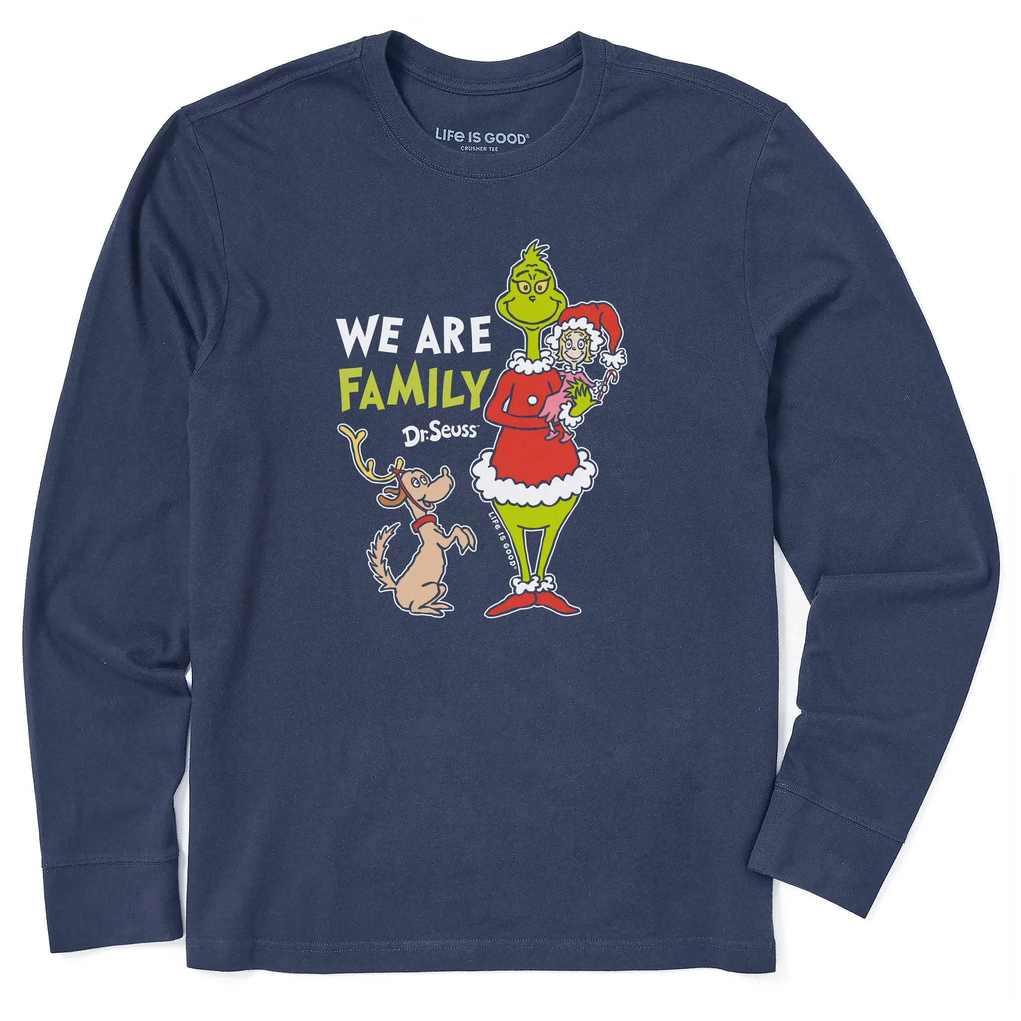Men's We Are Family Grinch Long Sleeve Crusher Tee Casual Layer Look