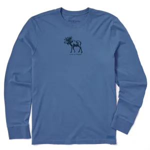 No Slip Shoulder Design elastic waistband Men's Simple Moose Long Sleeve Crusher-LITE Tee