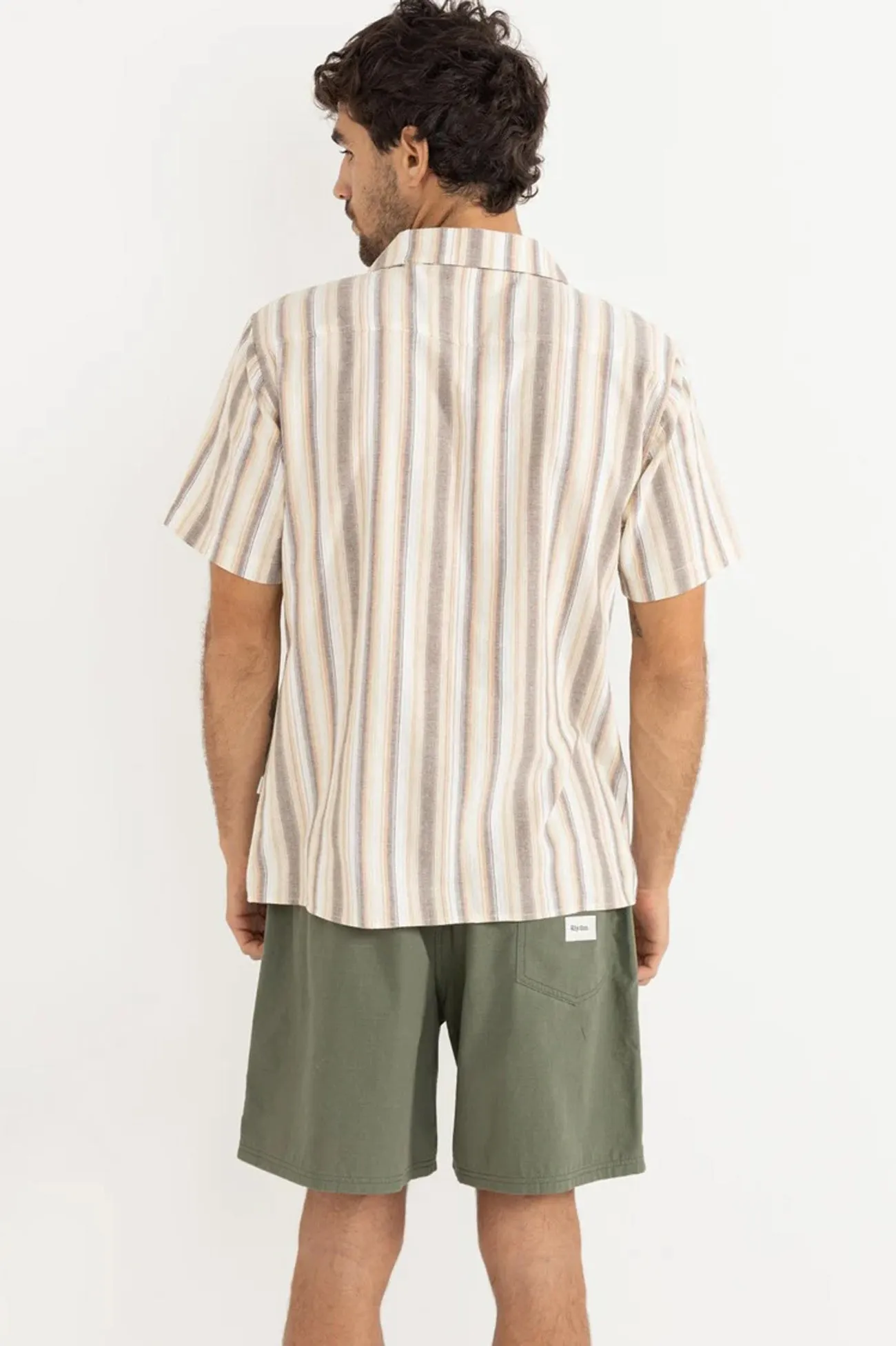 Vacation Stripe Short Sleeve Shirt Tobacco Chilly Weather Style Formal Elegance