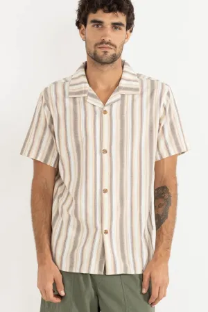 Moisture Management Technology Vacation Stripe Short Sleeve Shirt Tobacco