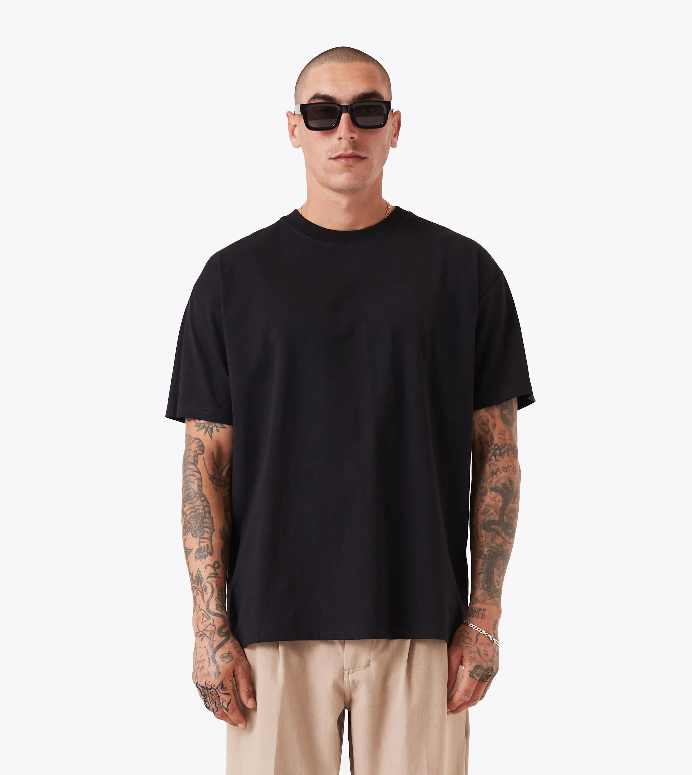 Box Tee Black Preppy Stretch Jersey Knit