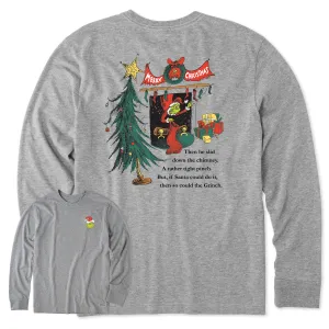 Bold Look Men's Grinch Fireplace Long Sleeve Crusher Tee