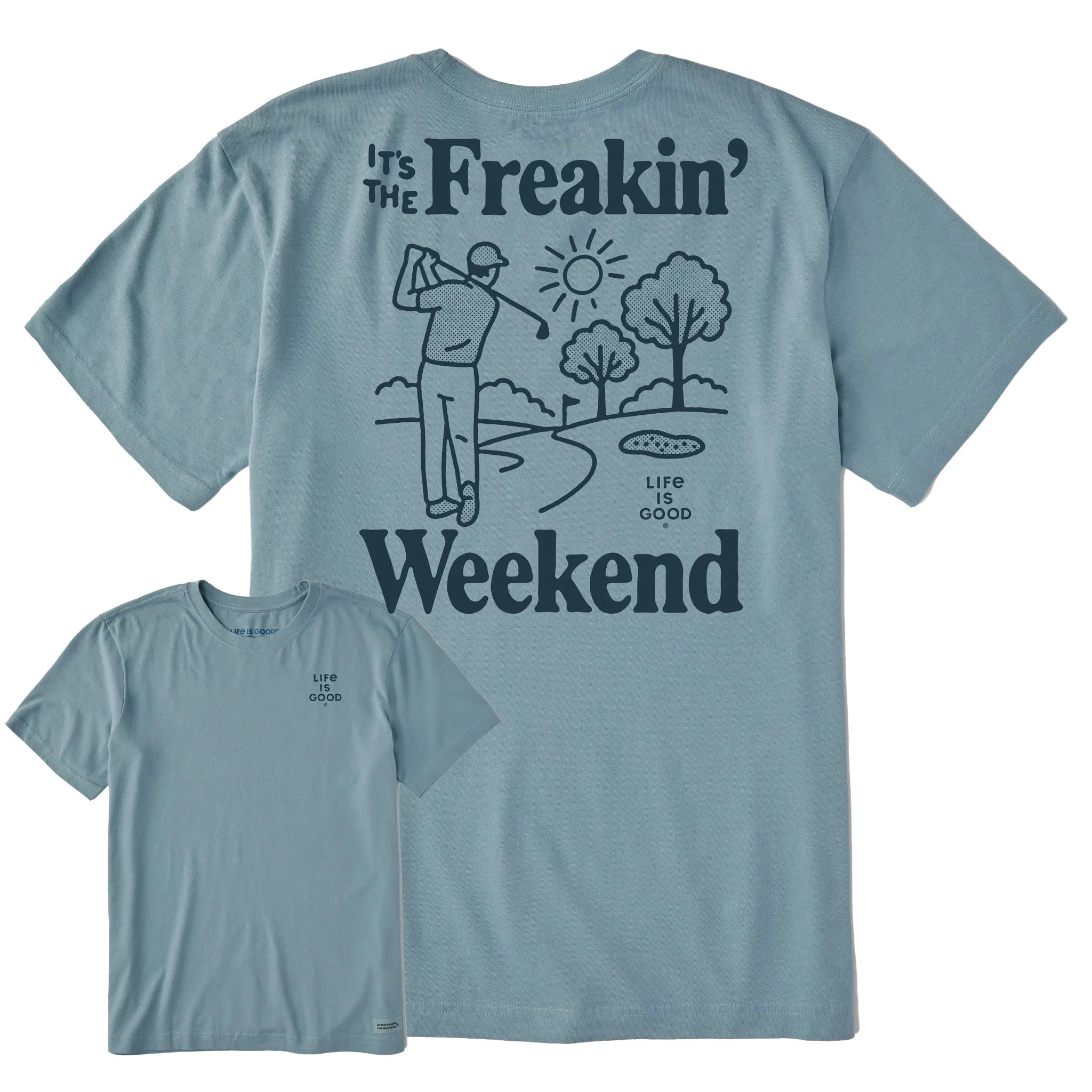 Men's Freakin Golf Weekend Short Sleeve Crusher Tee Street Comfort Style