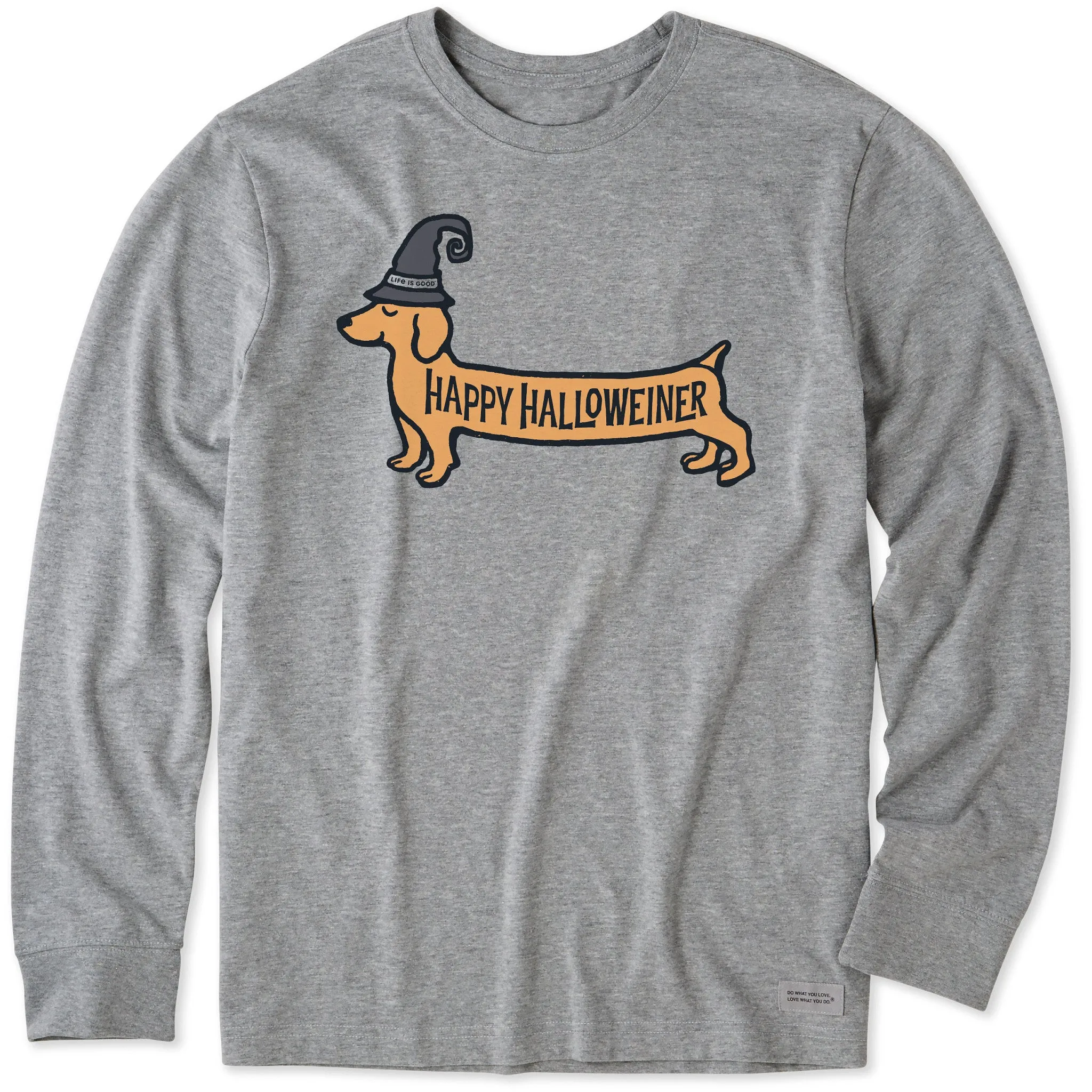 Modern and Soft Ultra Soft Texture Men's Happy Halloweiner Long Sleeve Crusher Tee
