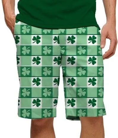Moisture Management Lining Loudmouth Golf: Men's StretchTech  Shorts - Corned Beef with Shamrocks