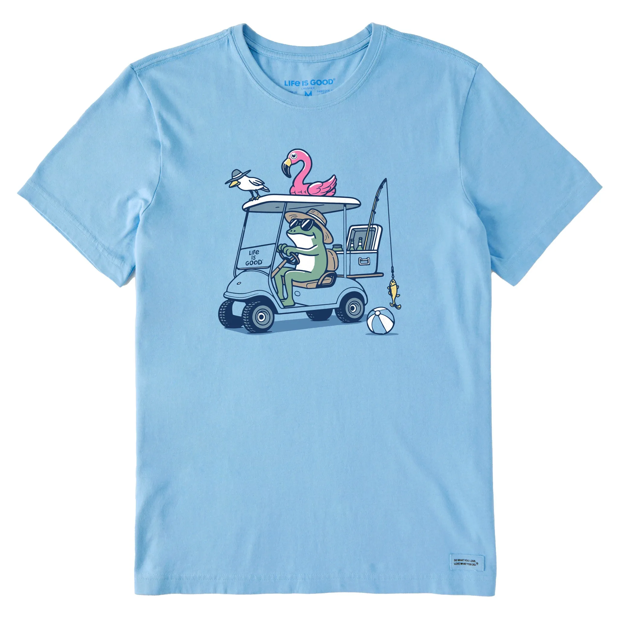 Stylish Everyday Wear Men's Frog and Flamingo Golf Cart Short Sleeve Tee