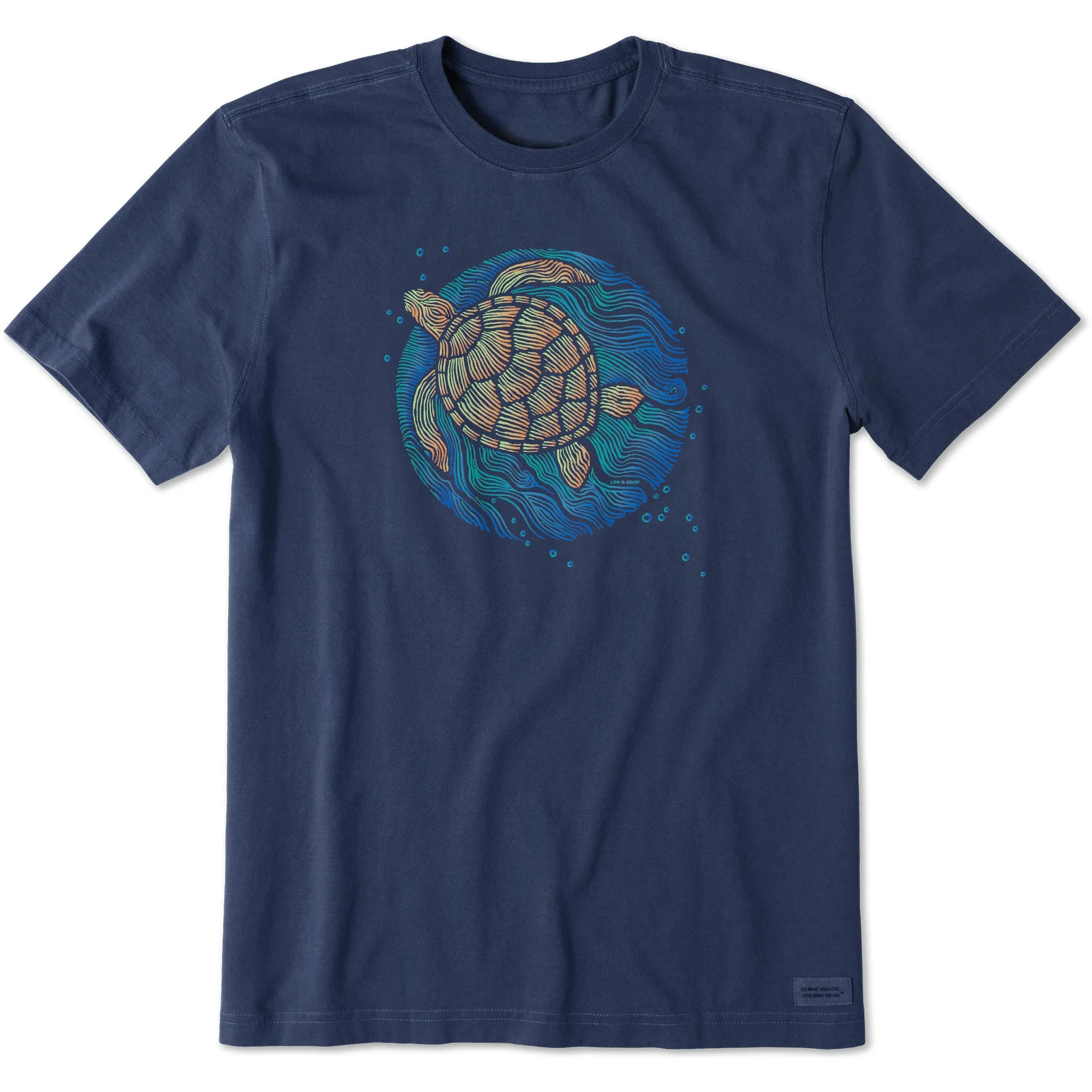 Quality Fabric Men's Sea Turtle Swim Short Sleeve Crusher Tee