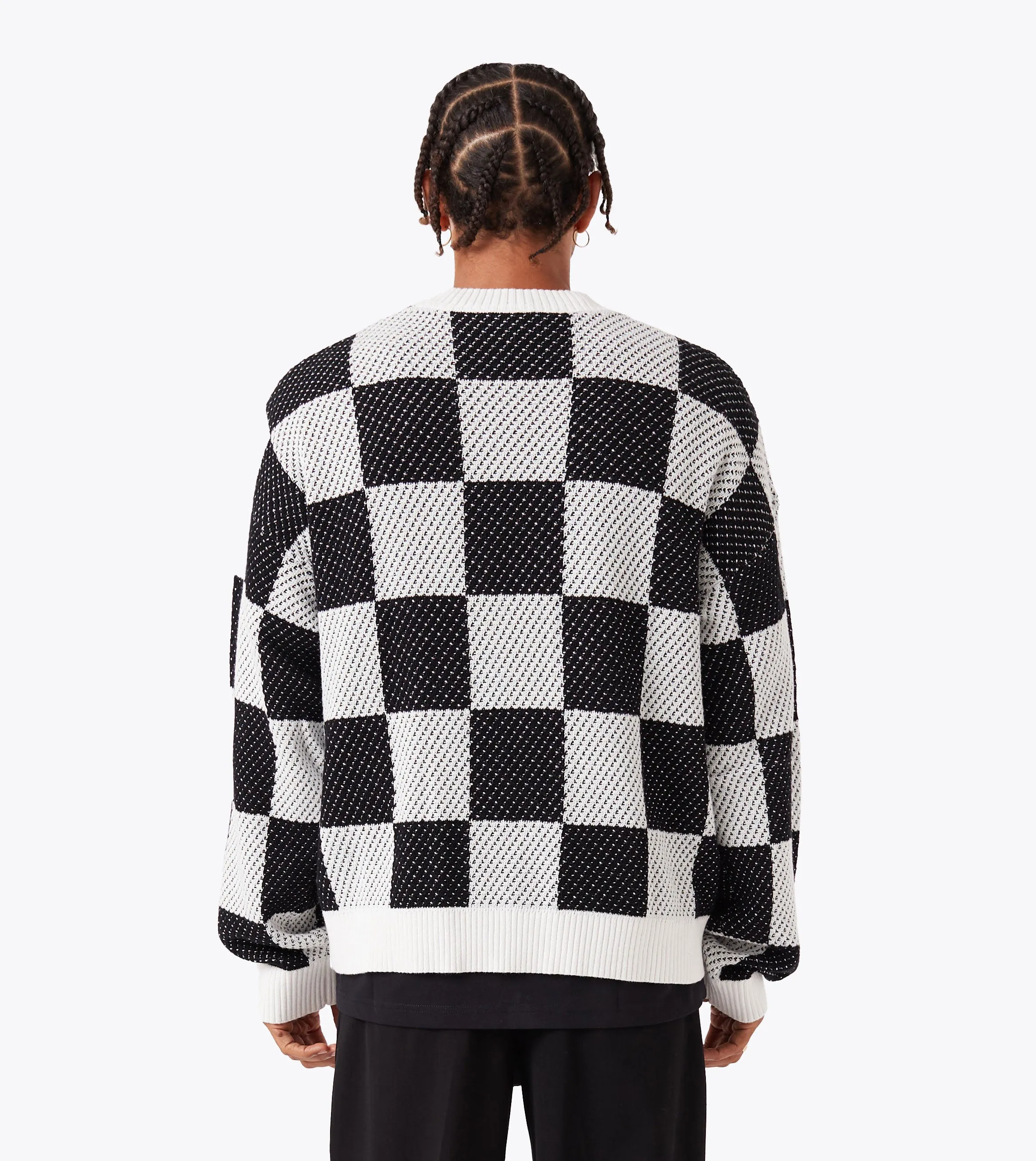 Checker OS Knit Vintage White/Black bead accents Sporty Style