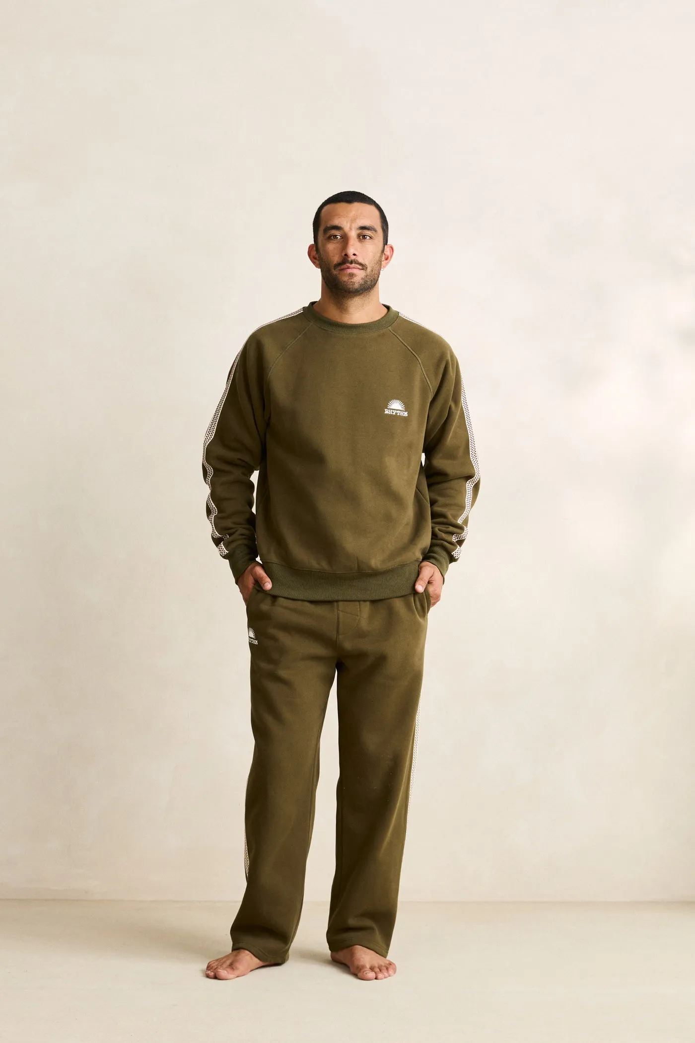 Tape Track Pullover  Olive Comfort Hoodie