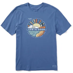 Modern Twist Men's Sunburst Lighthouse Short Sleeve Crusher Tee
