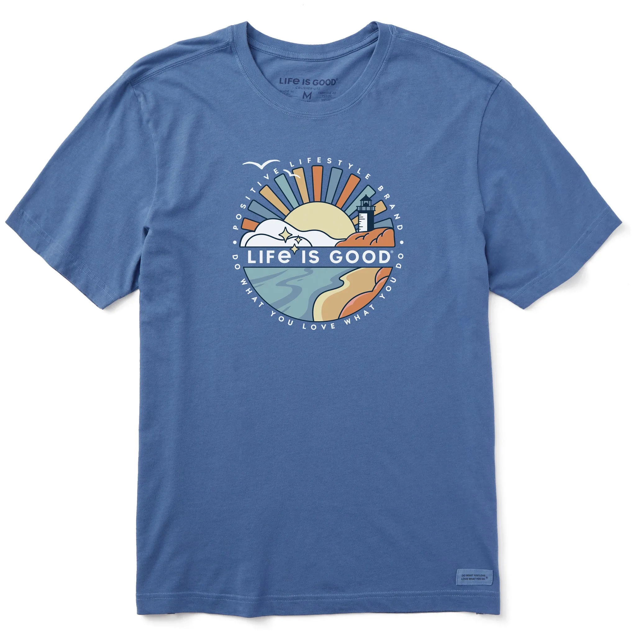Men's Sunburst Lighthouse Short Sleeve Crusher Tee Comfy Essentials Wear