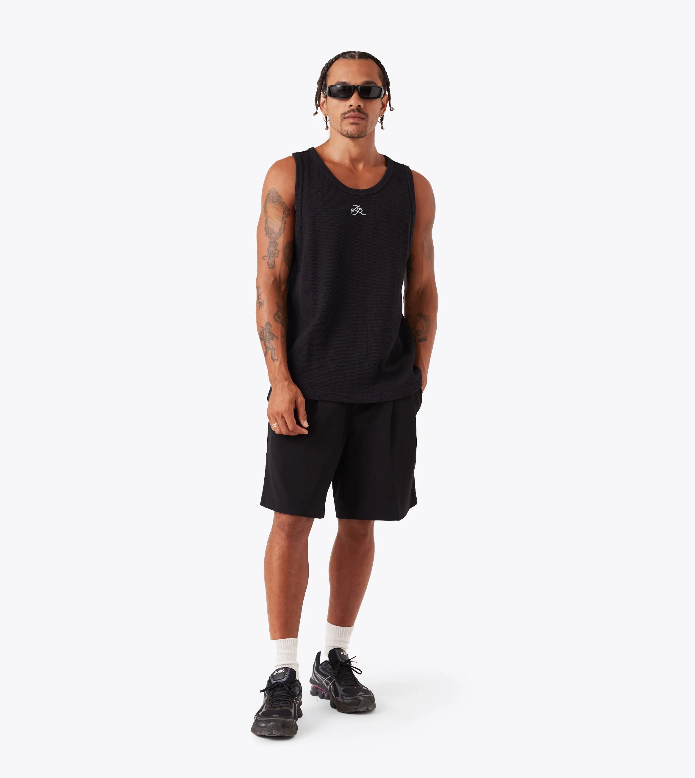 SkinFriendlyFibers Waffle Tank Black