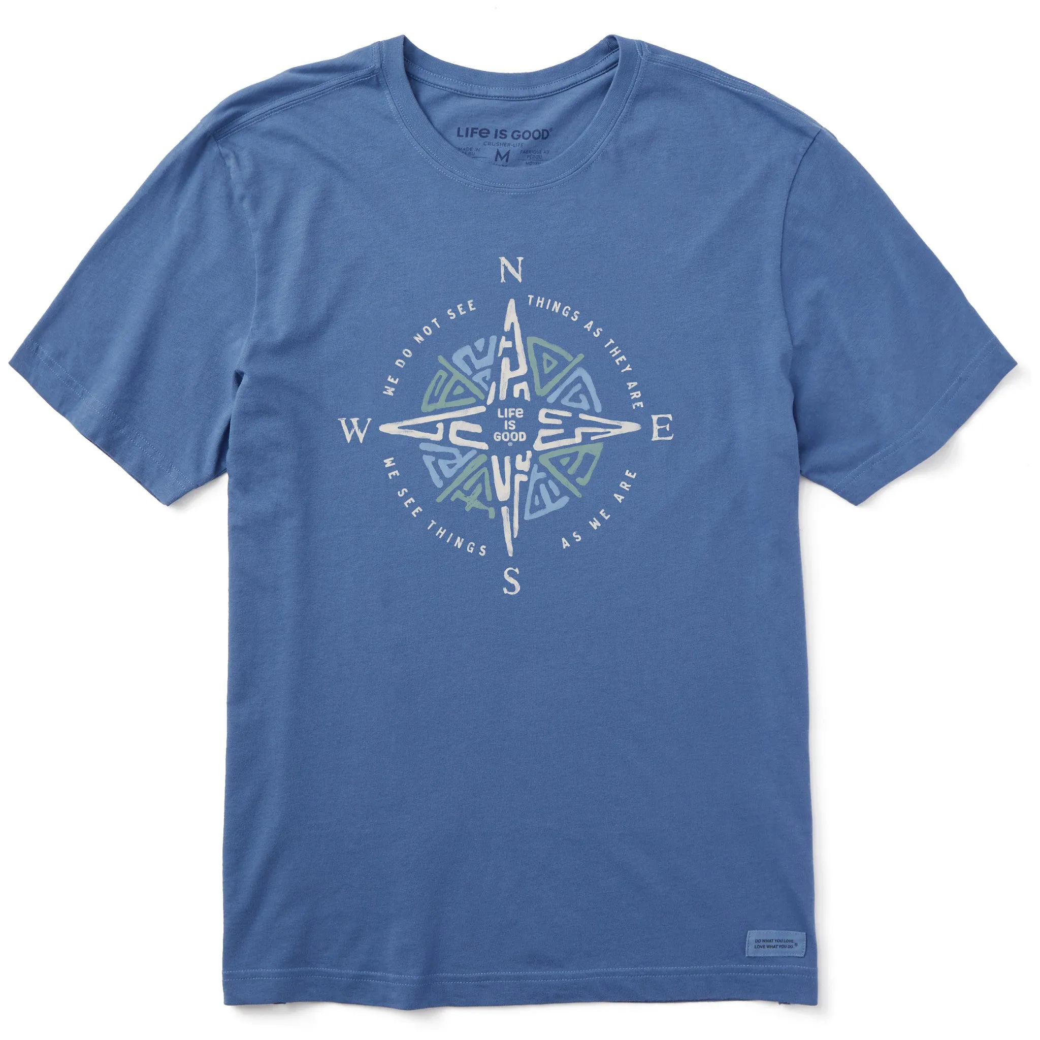 Men's Tribal Compass Short Sleeve Crusher Tee Solid Color Versatile Wearable
