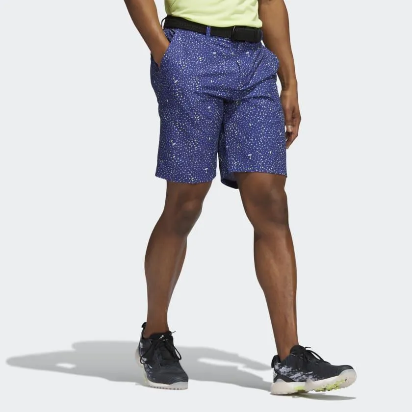ADIDAS ULTIMATE365 FLAG-PRINT SHORTS LEGACY INDIGO / PULSE LIME / LIGHT PURPLE Roomy Fit Durable Waistband