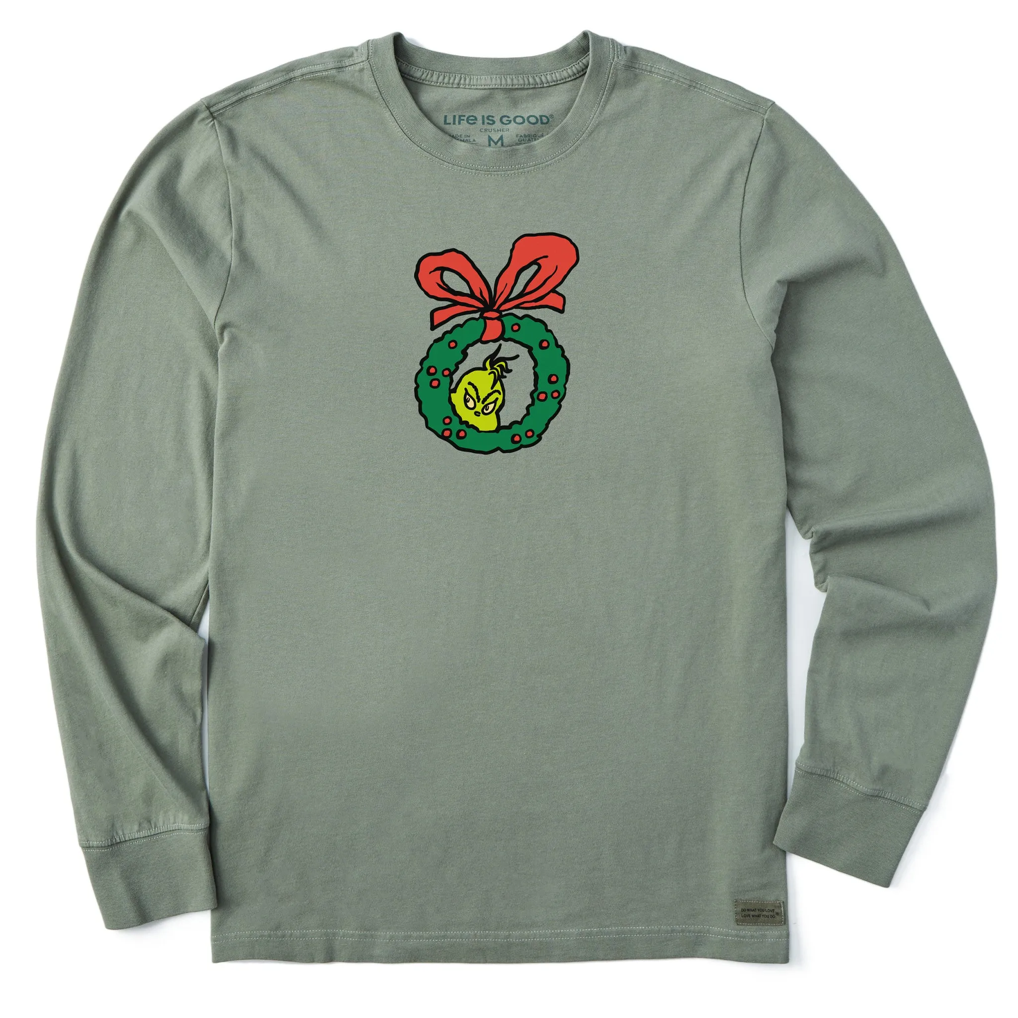 Men's Grinch Sneak Peek Long Sleeve Crusher Tee Odor Resistant Treatment