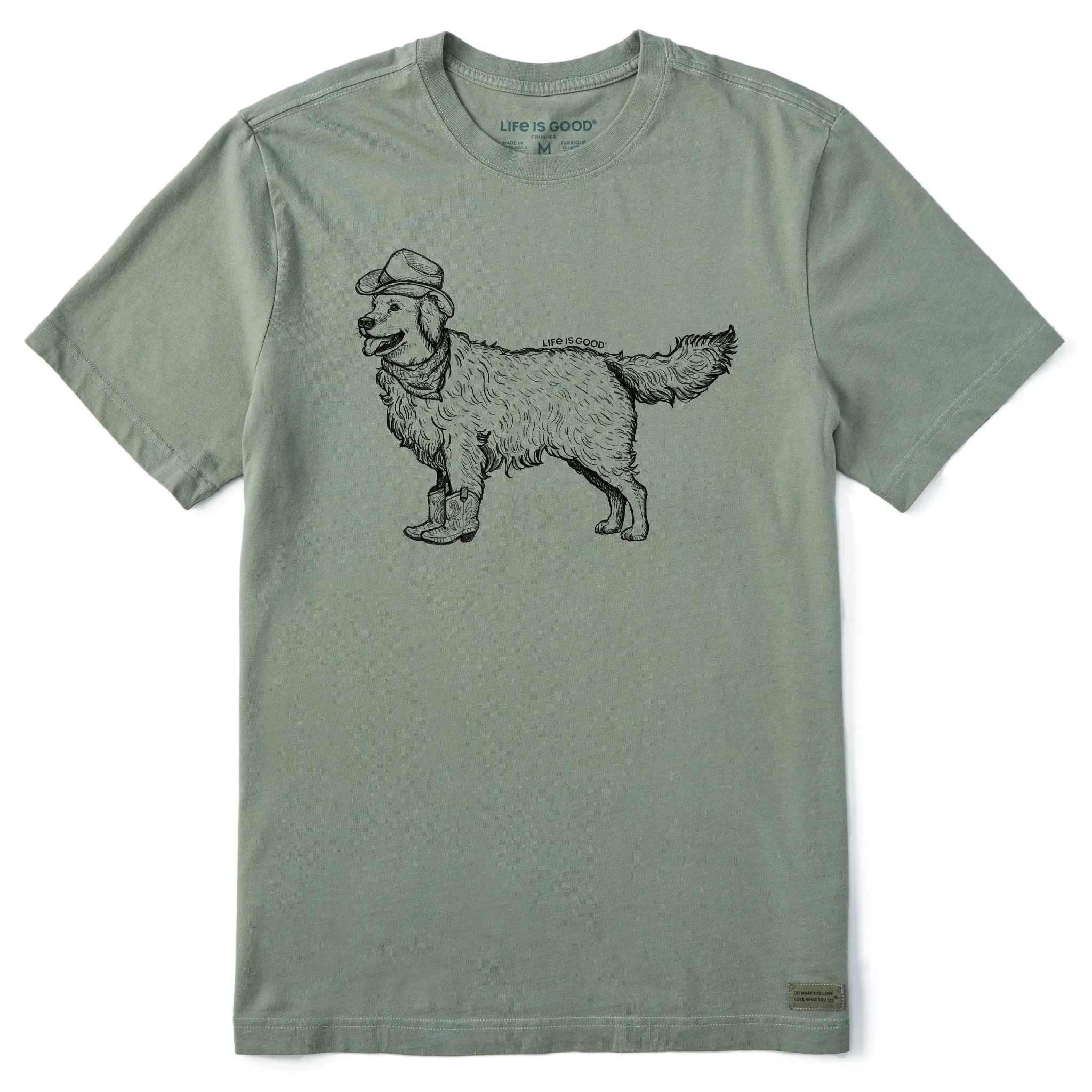 Bold and Comfortable Vintage Wash Men's Pen and Ink Golden Short Sleeve Crusher Tee