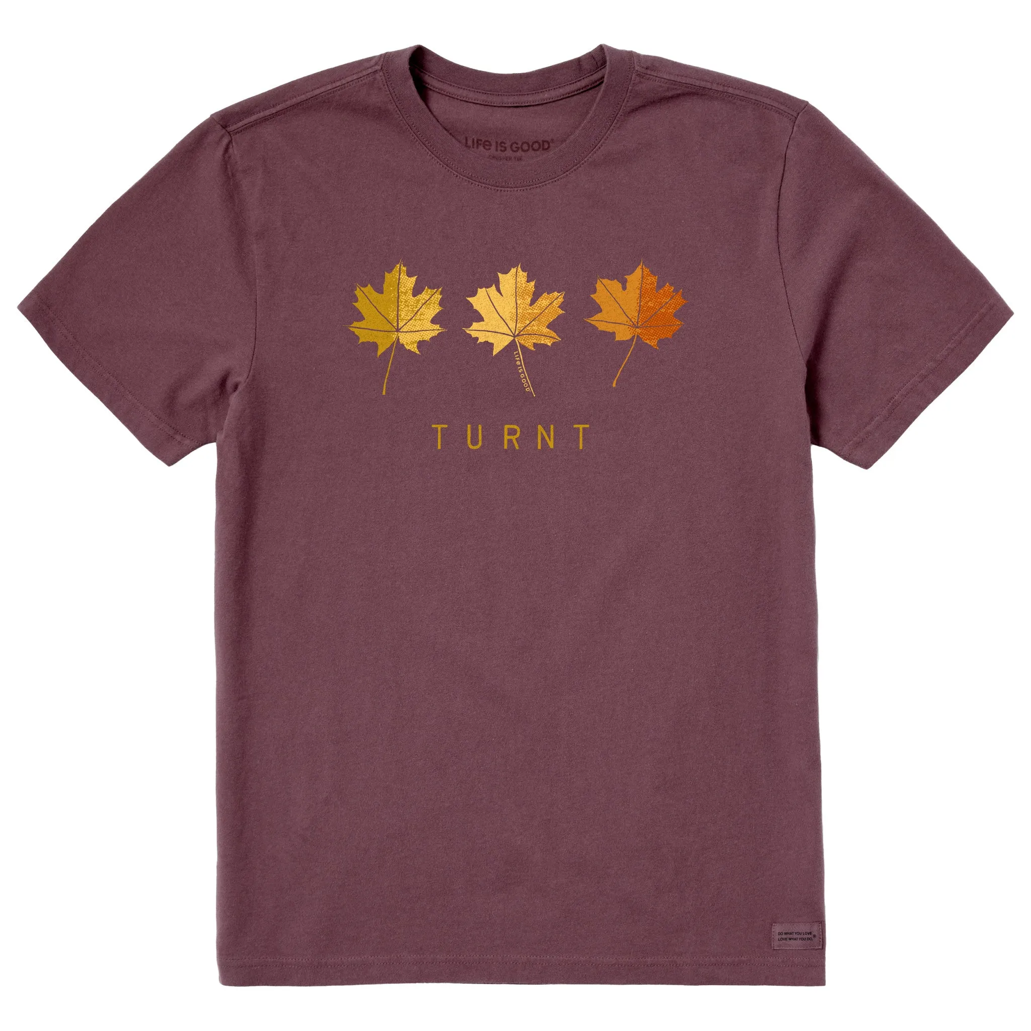 Heathered Fabric Men's Turnt Leaves Short Sleeve Crusher Tee