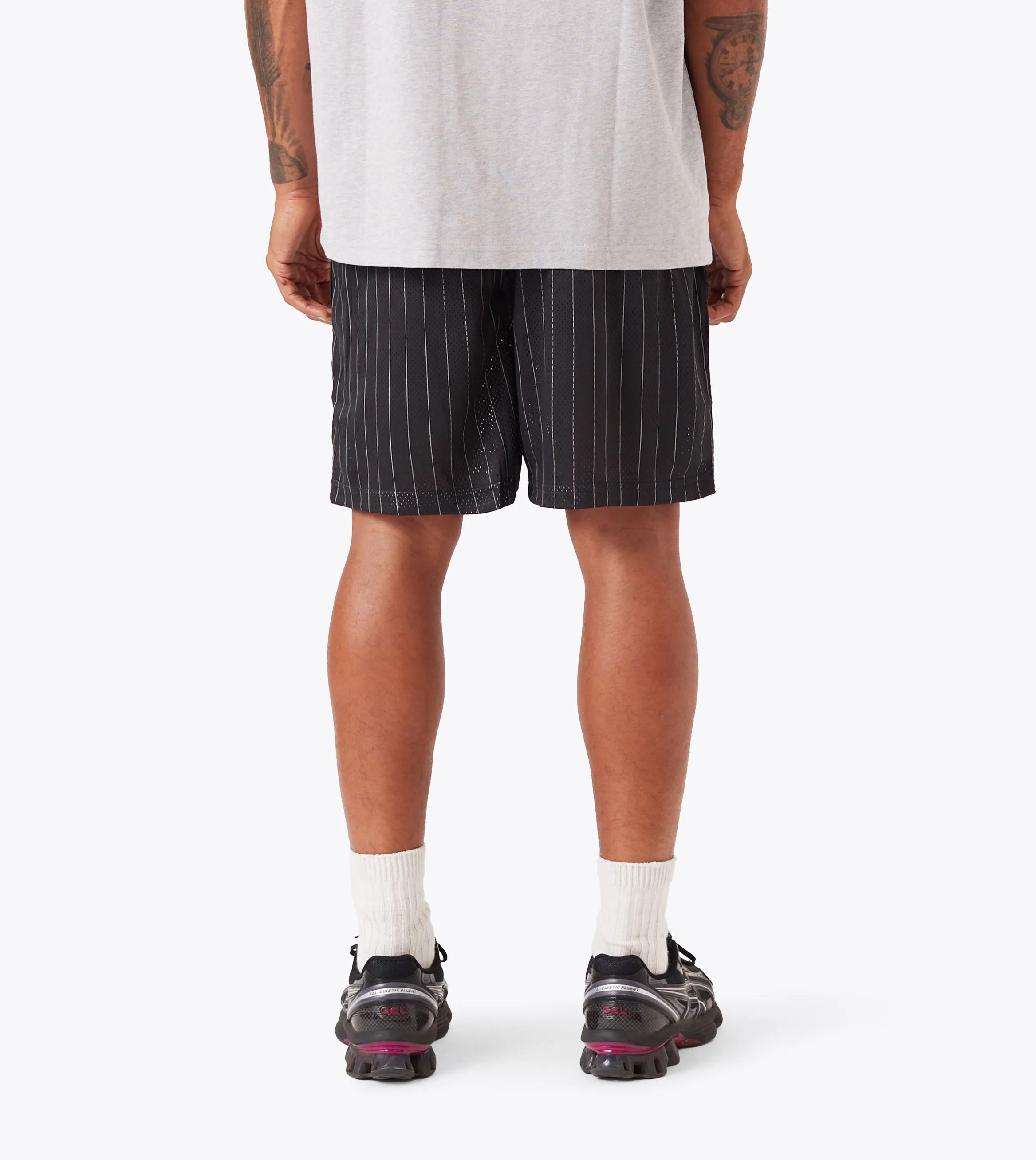 Simple Cut Pinstripe Training Mesh Short Black Stripe