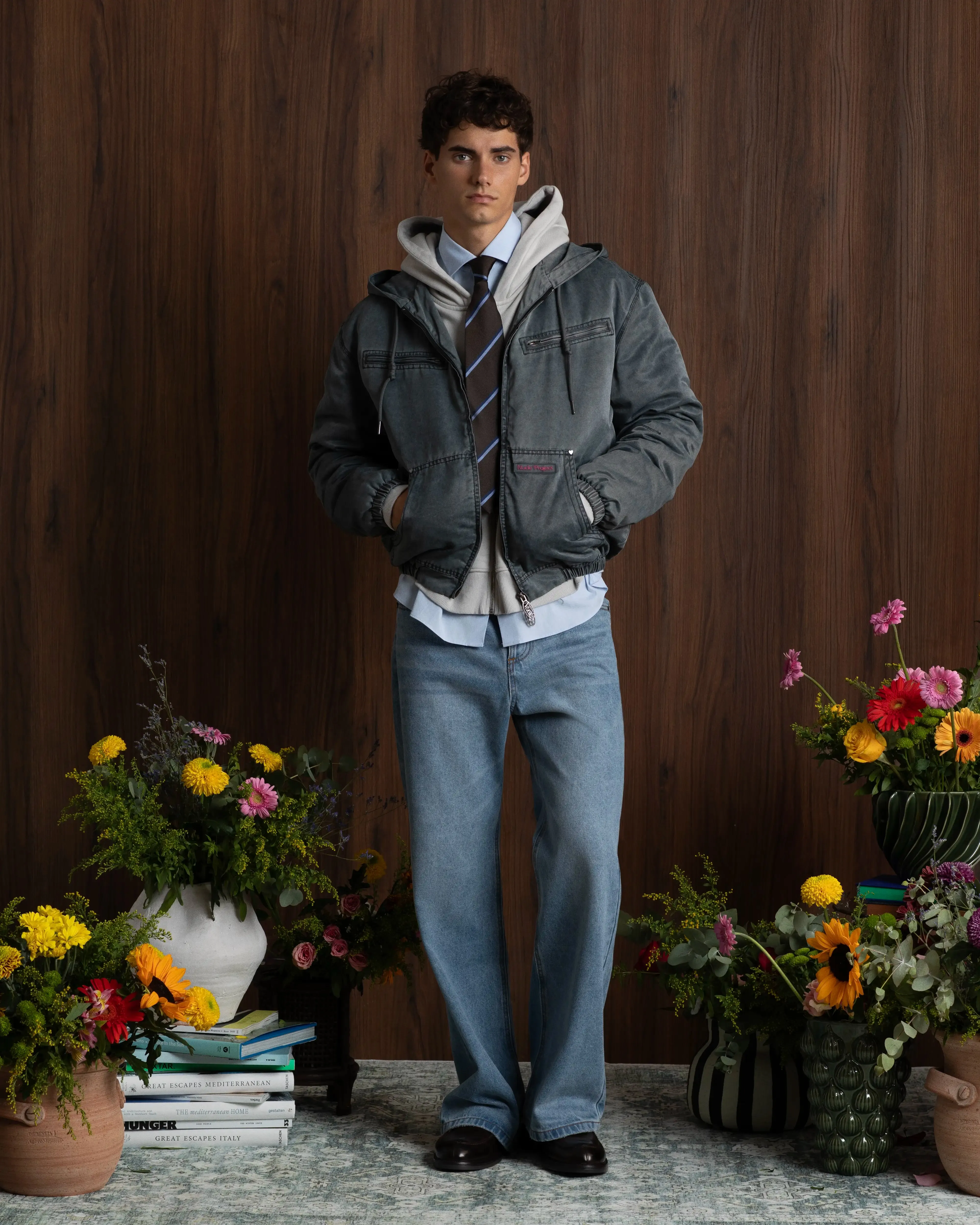 Convertible Style Micro Perforated Panels Comfy Worker Jacket Ash