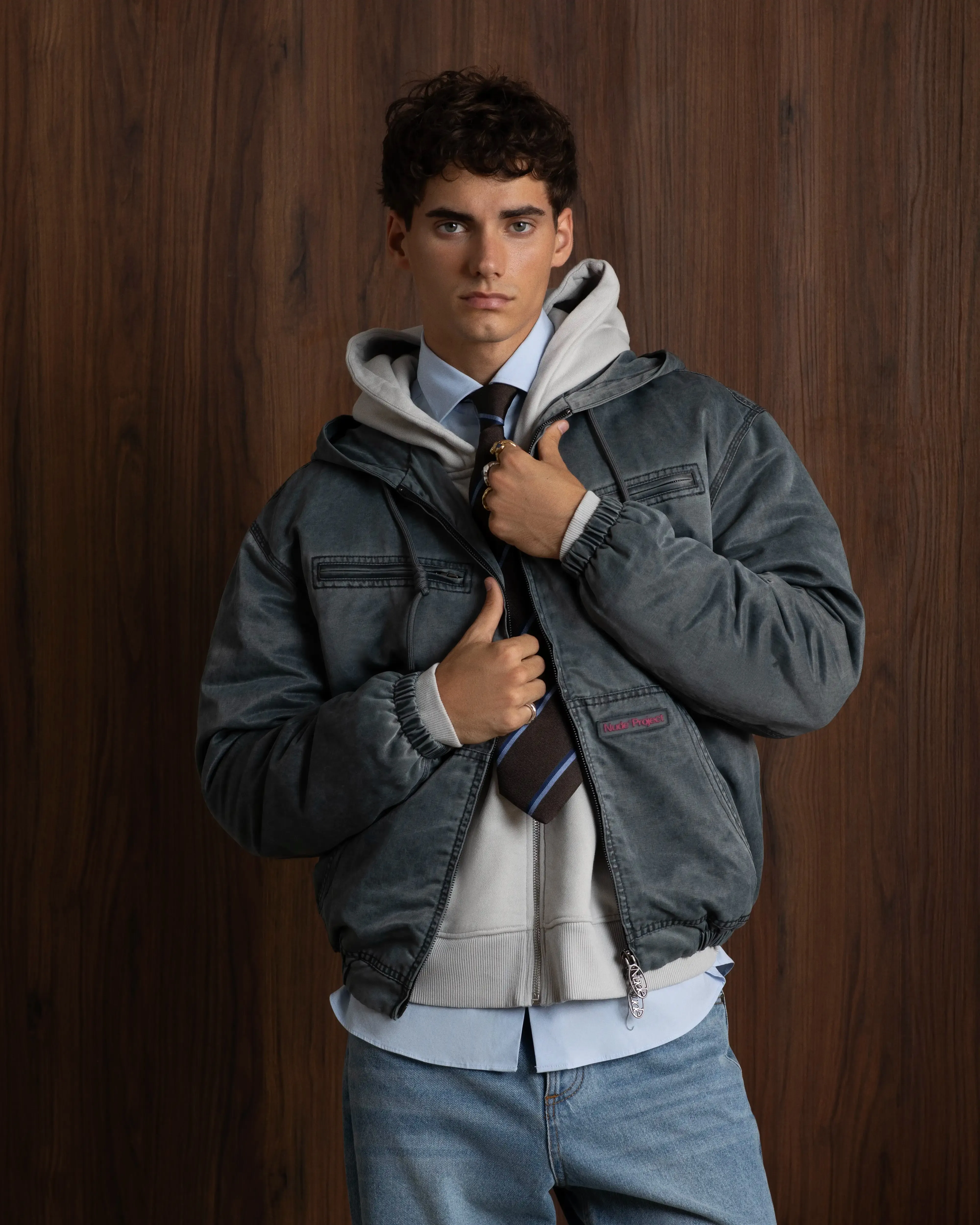 ZipperClosure Comfy Worker Jacket Ash