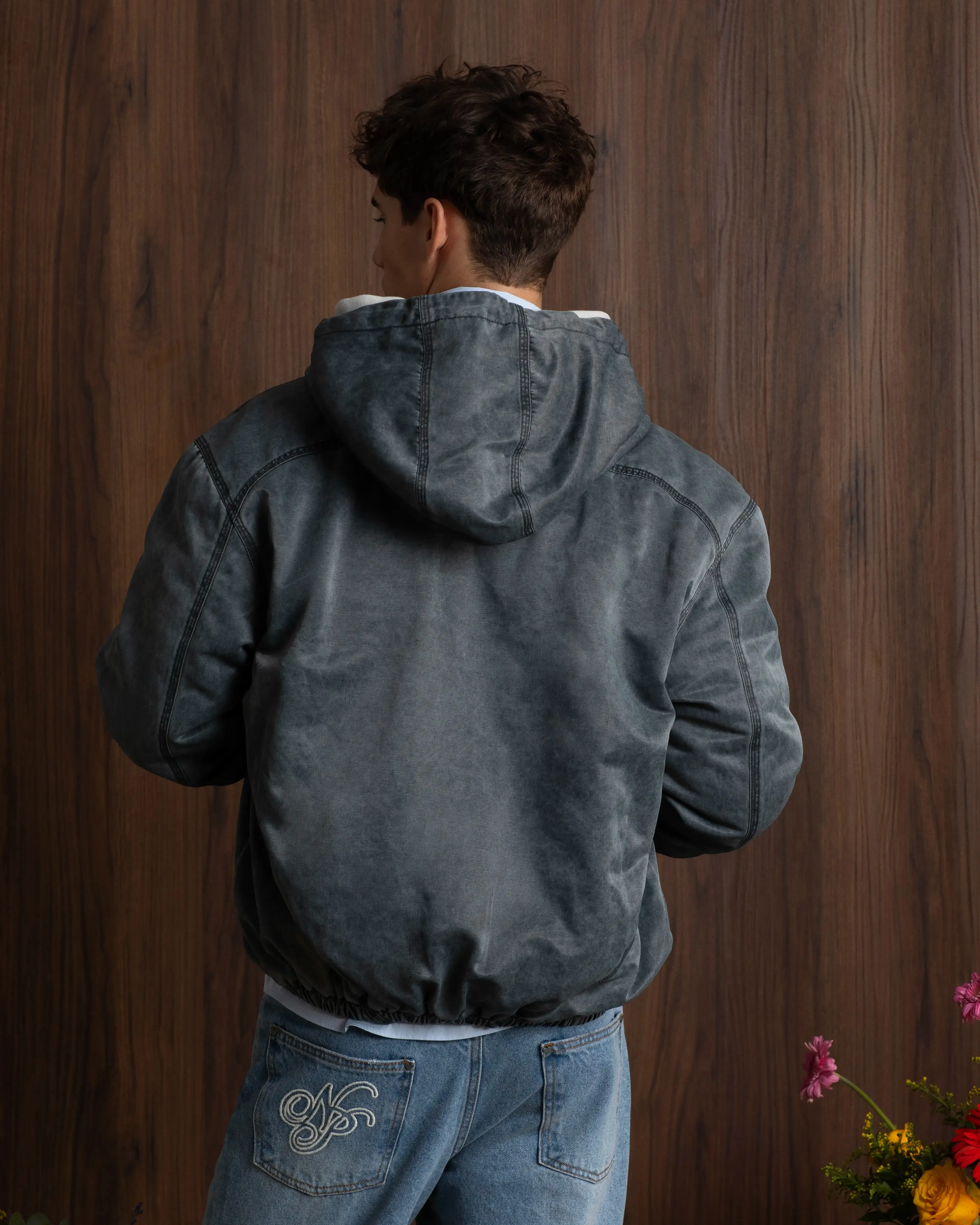 Comfy Worker Jacket Ash Belted Style Water Resistant Fabric