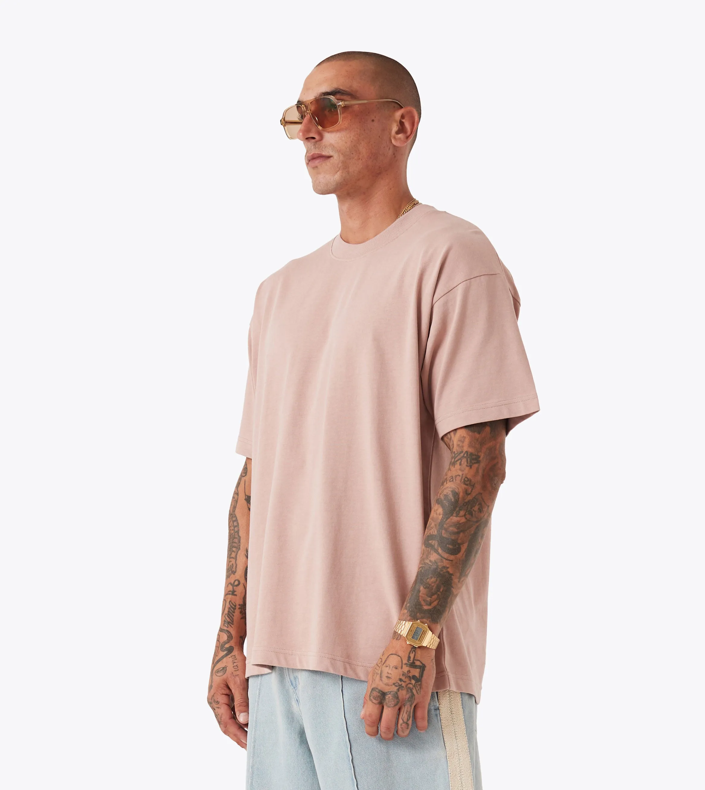 Box Tee Dusty Pink Comfy Apparel Fade Resistant Print