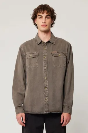 Flexible Neckband Trailer Drill Shirt Brown