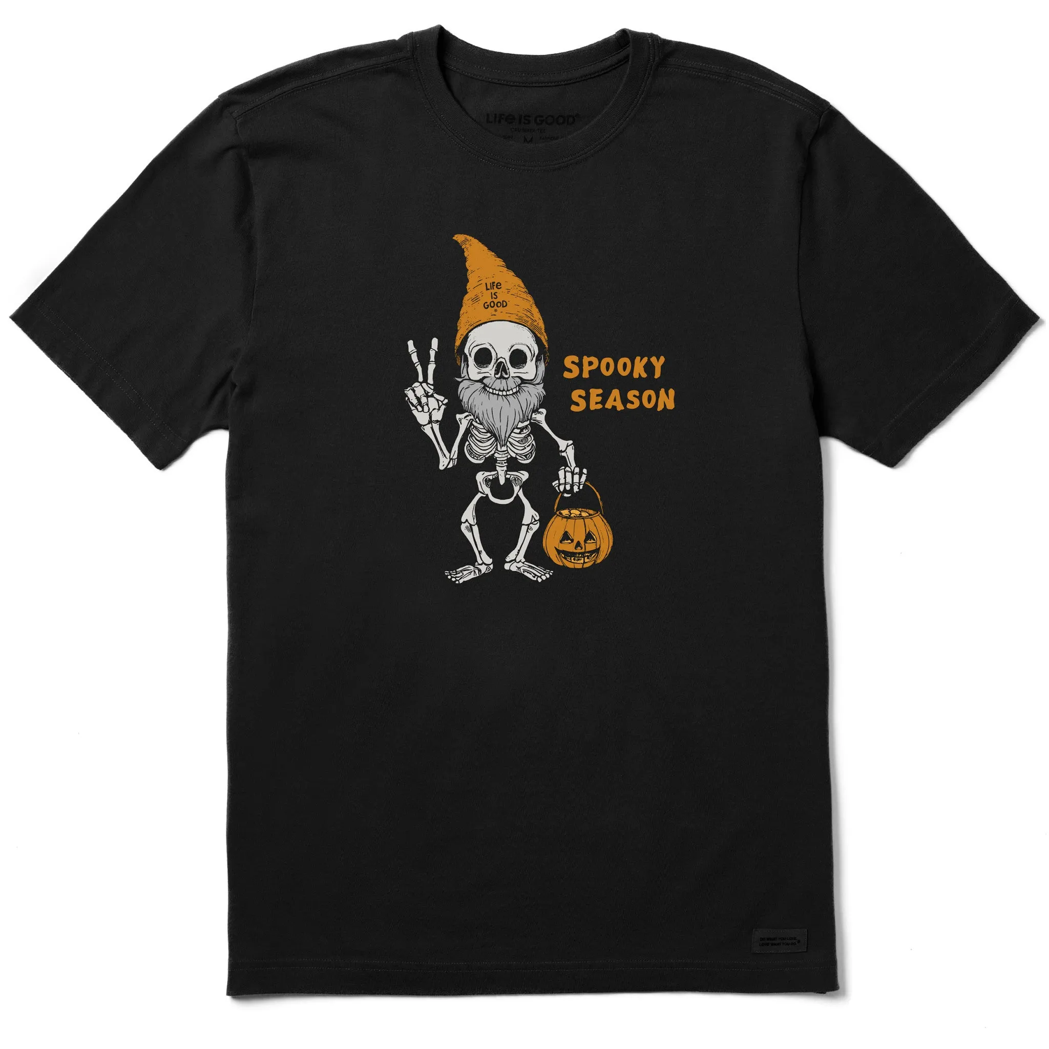 Comfortable Look Cool and Relaxed Men's Spooky Season Gnome Skeleton Short Sleeve Crusher Tee
