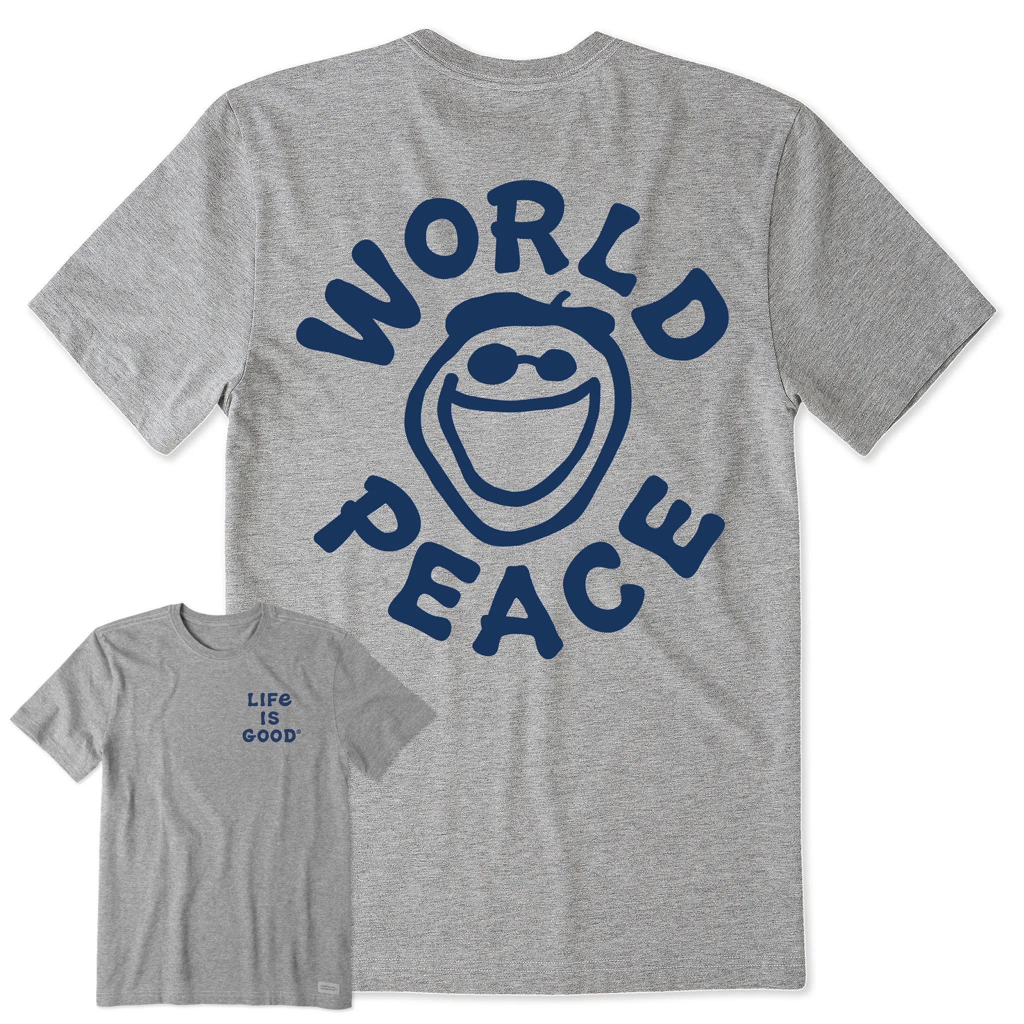Heathered Fabric Men's World Peace Jake Short Sleeve Crusher Tee