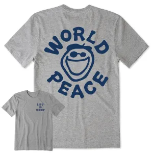 Heathered Fabric Men's World Peace Jake Short Sleeve Crusher Tee
