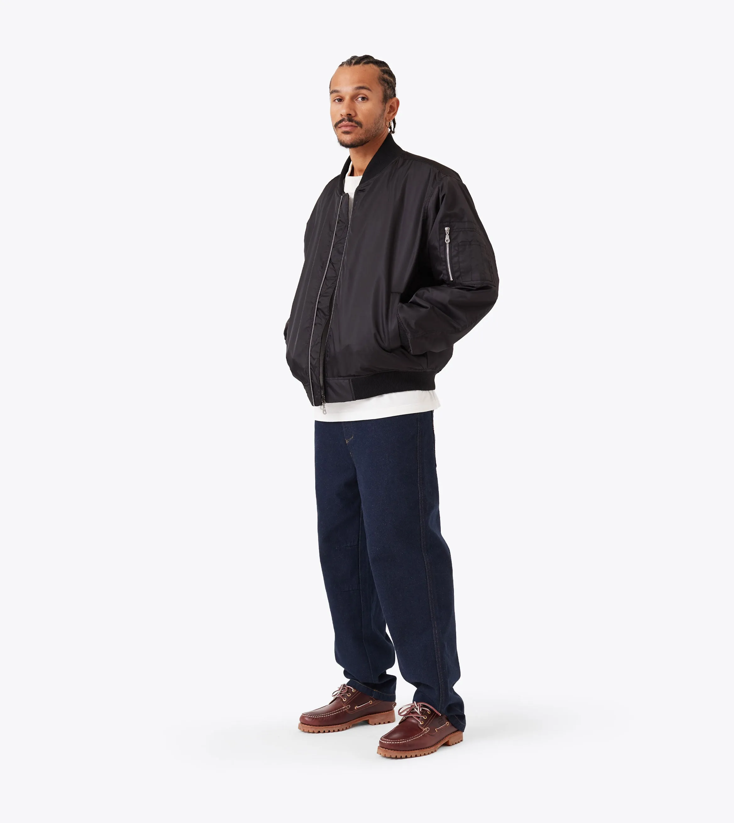Windbreaker Inspired Fit Sateen Bomber Black