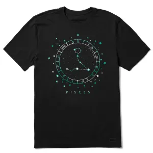 UPF Rated Fabric Street Smart Look Men's Zodiac Constellation Pisces Short Sleeve Crusher Tee