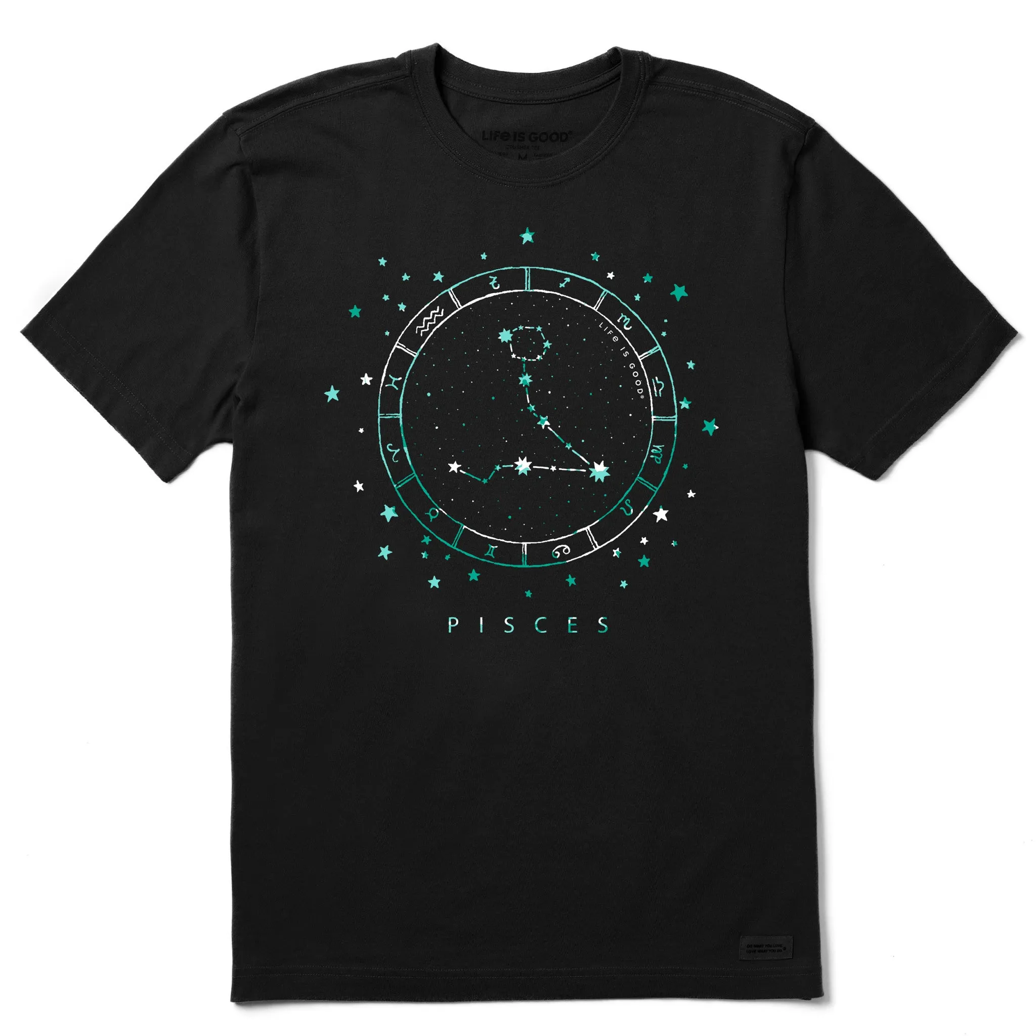 Fashion Ready Versatile Look Men's Zodiac Constellation Pisces Short Sleeve Crusher Tee