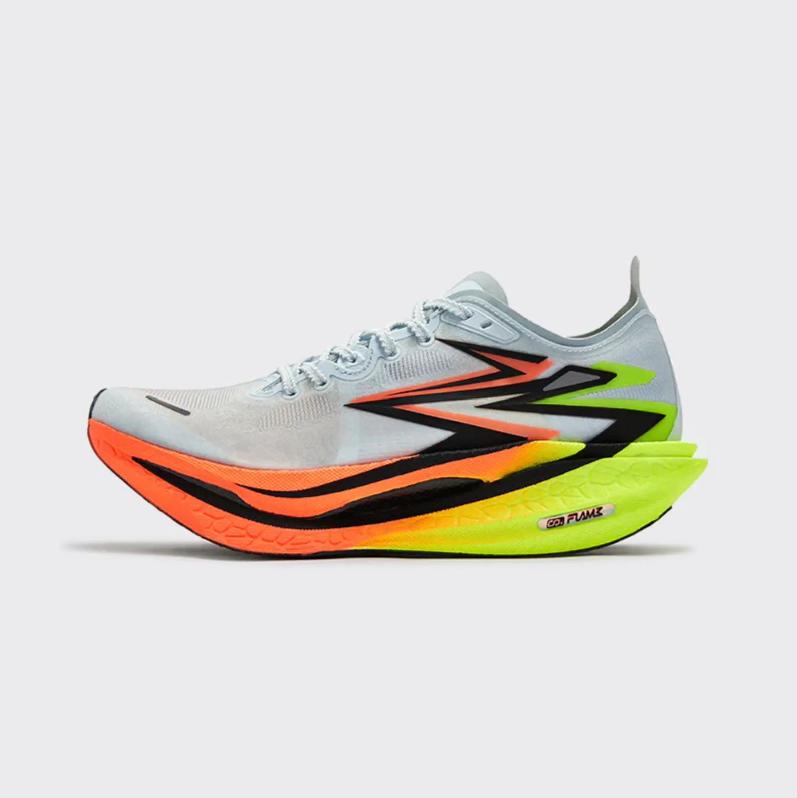 branded running shoes Stacked Heel Technology FLAME 4: Glass Blue / Orange