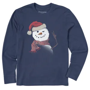 Light Trend Men's Santa Snowman Peace Long Sleeve Crusher Tee