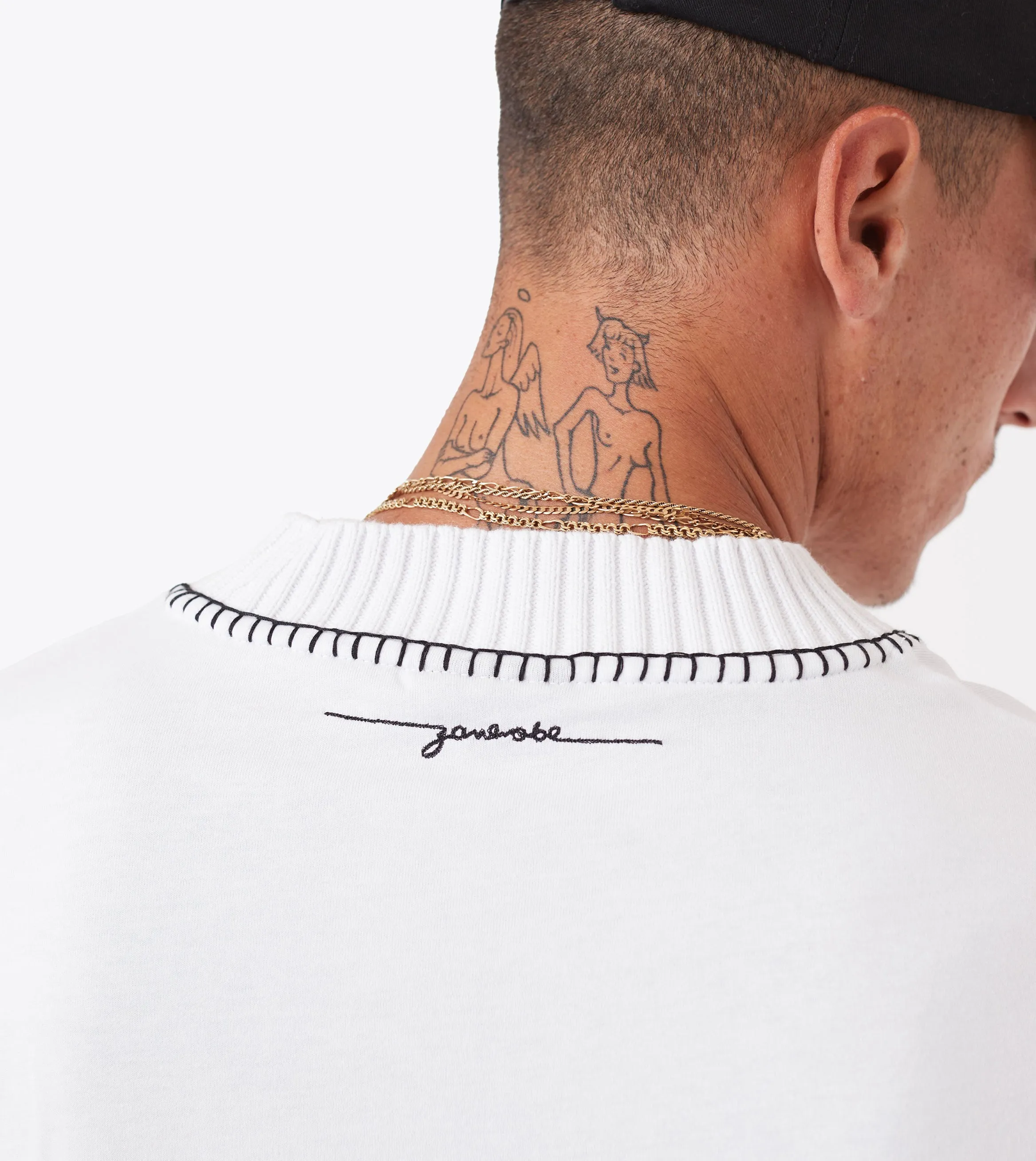 Stitched Lounge Tee White Comfortable Casual