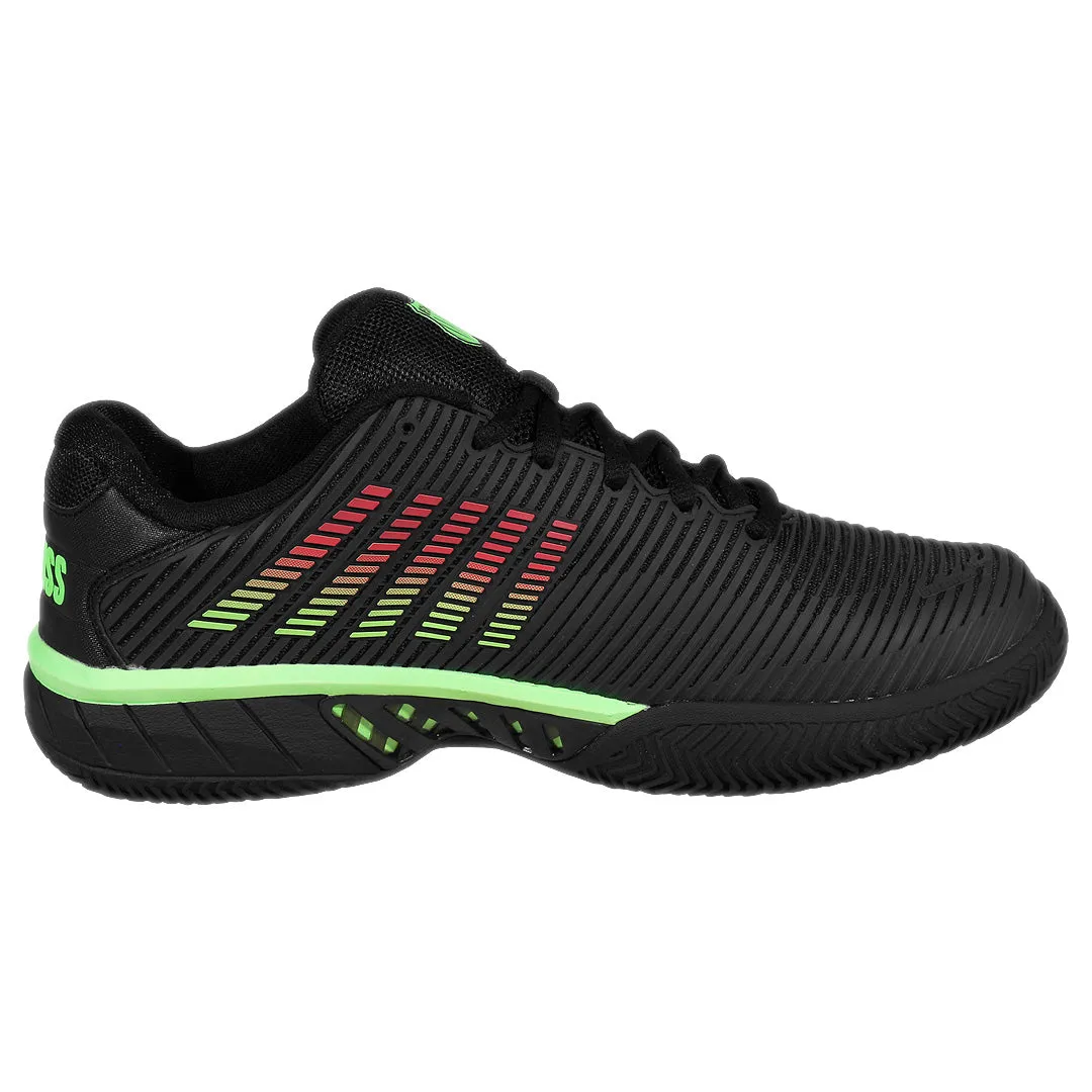 K-Swiss Men's Hypercourt Express 2 - Clay - Black/Soft Neon Green Supportive structure Smooth Sling