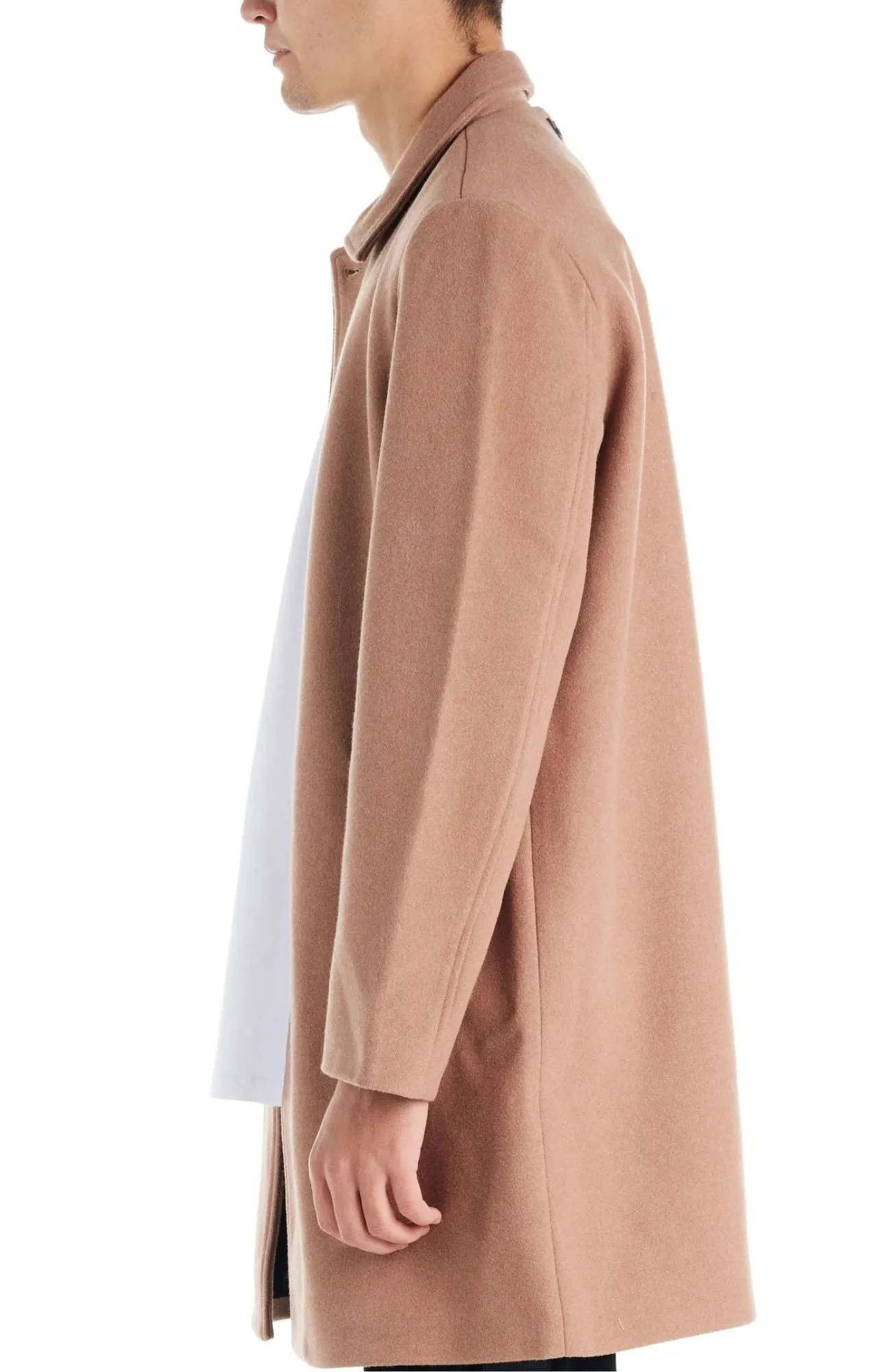 Layered Look Fur Trim Butler Coat Taupe