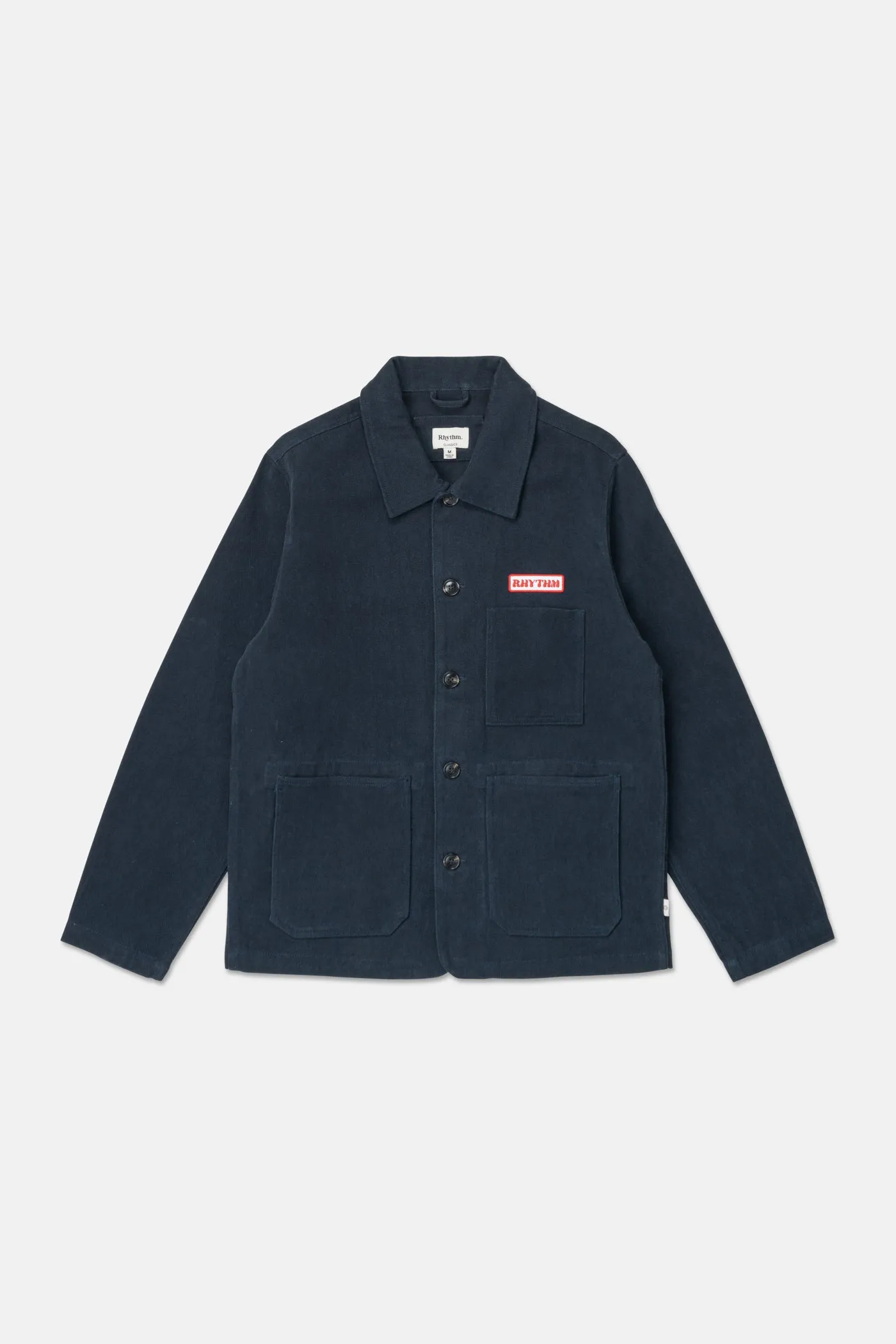 Canvas Mechanics Jacket Navy Classic Ribbed Cuffs Fringe Detail