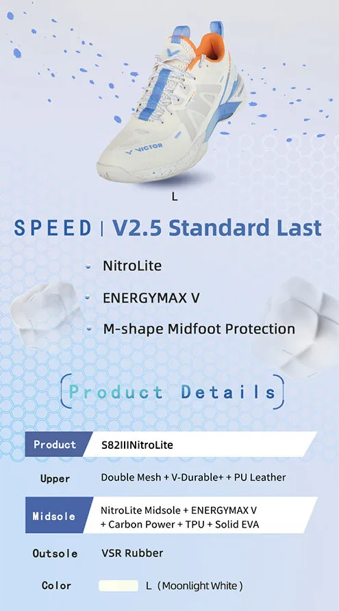 Victor S82III-NitroLite Court Shoe [Lunar White] Crisp Touch Recycled Padding
