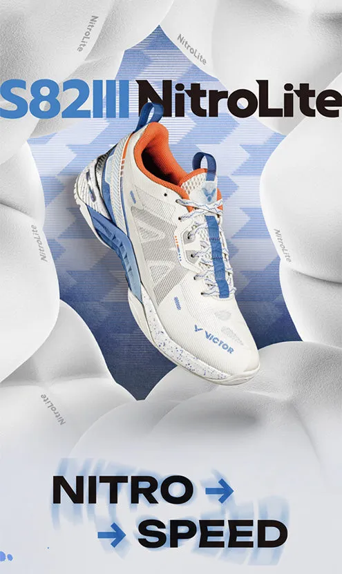 Hyperbolic Cushioning Contoured Support Victor S82III-NitroLite Court Shoe [Lunar White]