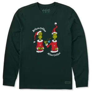 Kids clothing Perfect for Workouts Men's Grinch Before/After Coffee Long Sleeve Crusher Tee