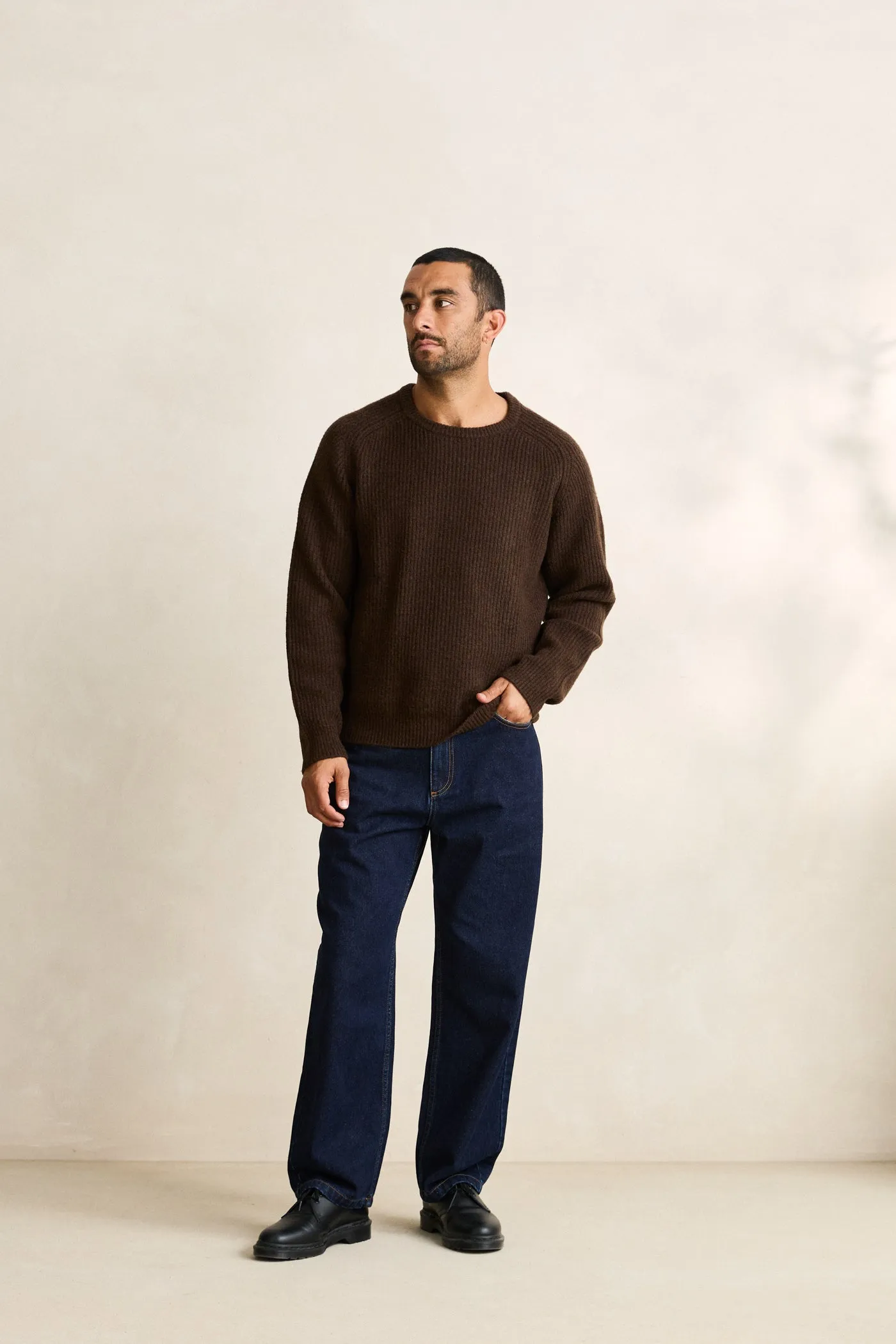 Vintage Waffle Knit Sweater Chocolate DropShoulder Design Fall Comfort