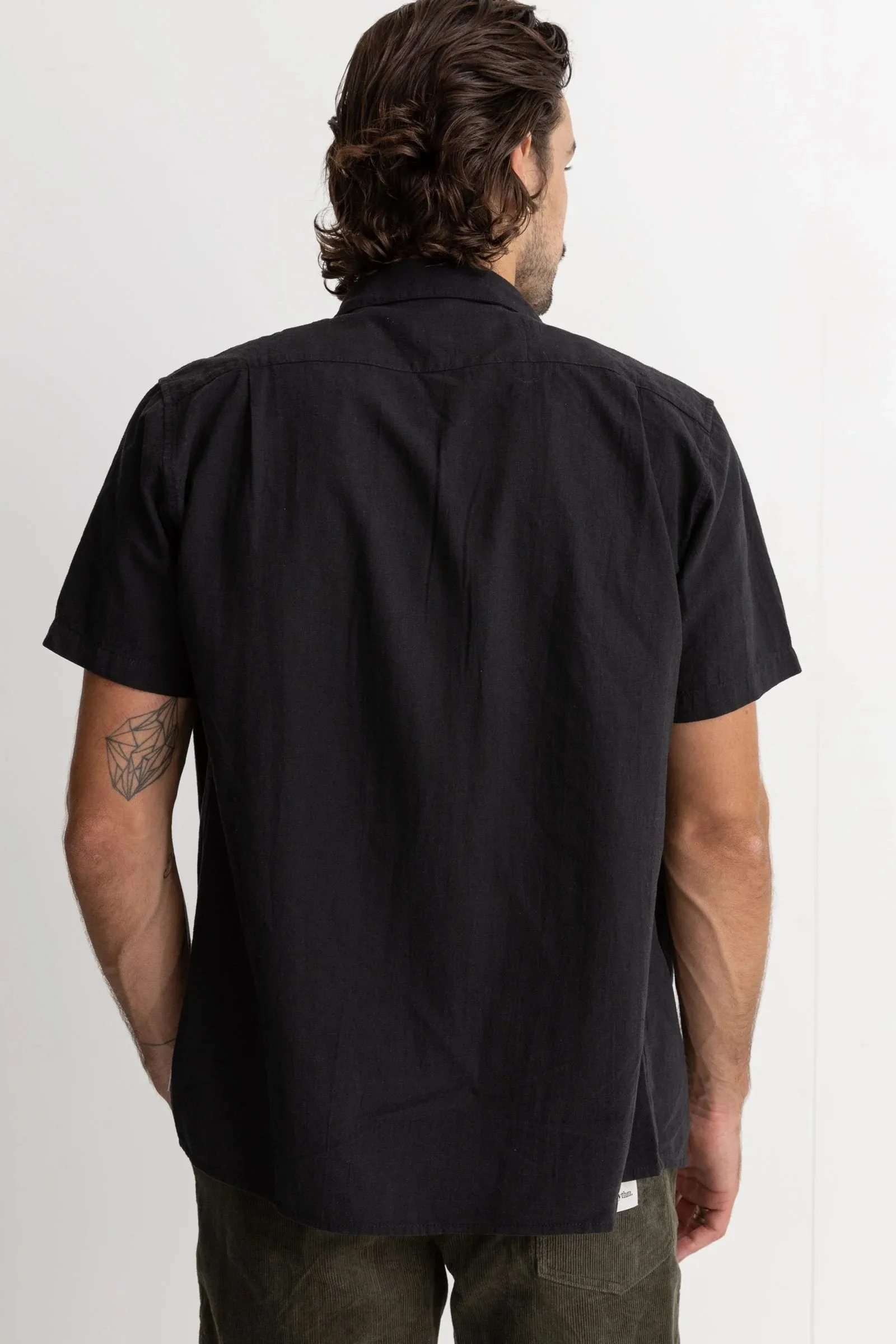 Classic Linen Short Sleeve Shirt Black Casual Essentials