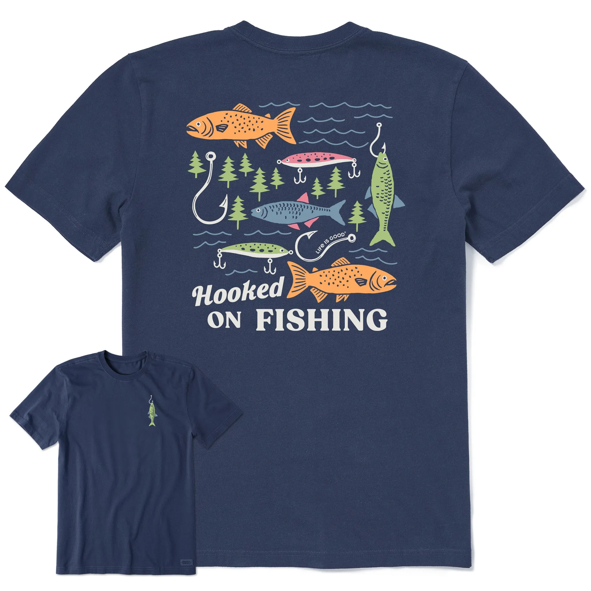 Chill Style Men's Hooked on Fishing Short Sleeve Tee