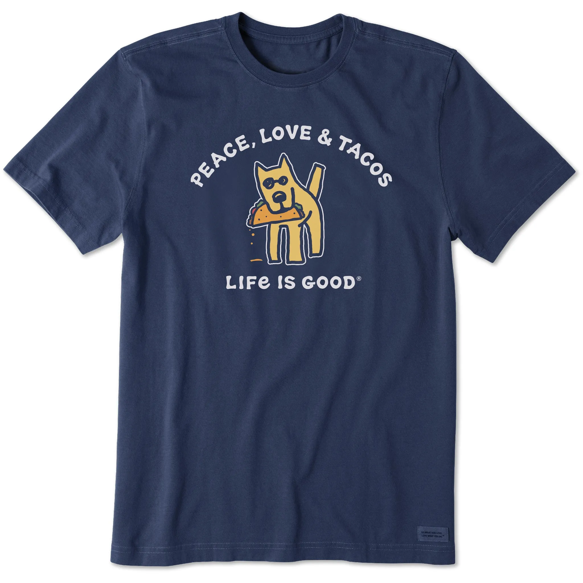 Men's Rocket Peace Love and Tacos Short Sleeve Crusher Tee Yoga class