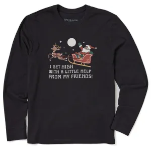 Men's Santa Get High with Friends Long Sleeve Crusher Tee All-Season Comfort Wear Pre Shrunk Fabric