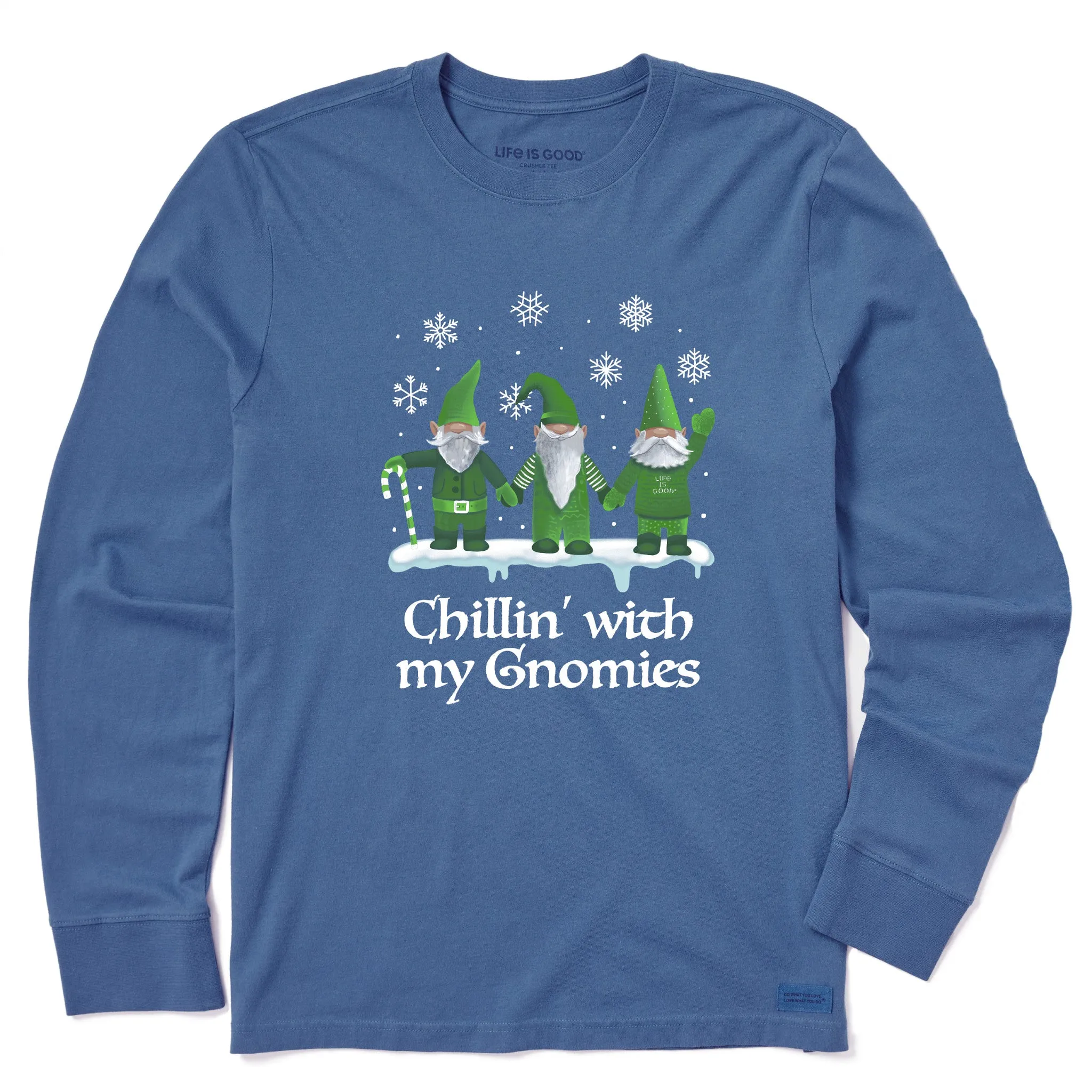 Men's Green Gnomes Long Sleeve Crusher Tee Cozy Performance Chic And Comfortable