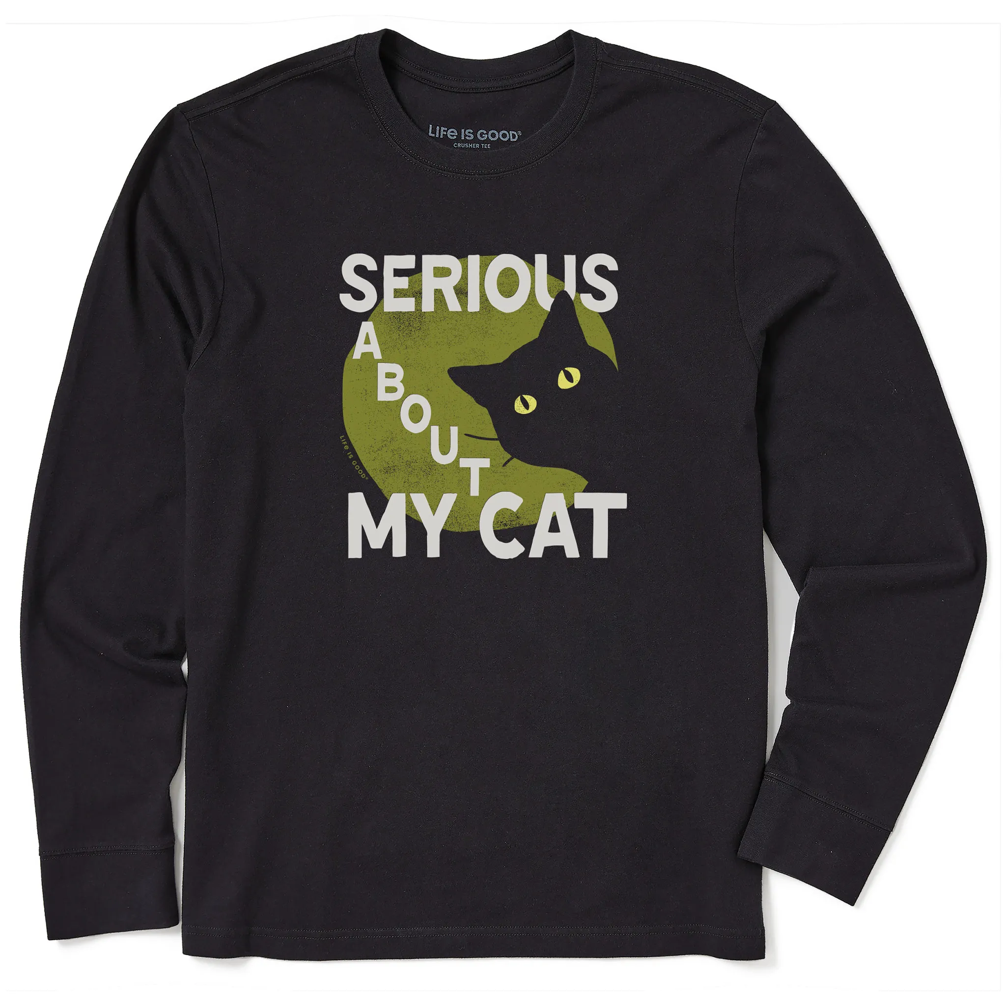 Men's Serious About My Cat Long Sleeve Crusher Tee Cozy Layers Comfy Movement